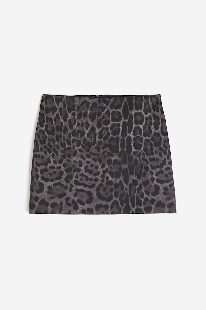Textured mini skirt - Dark grey/Leopard print - 2