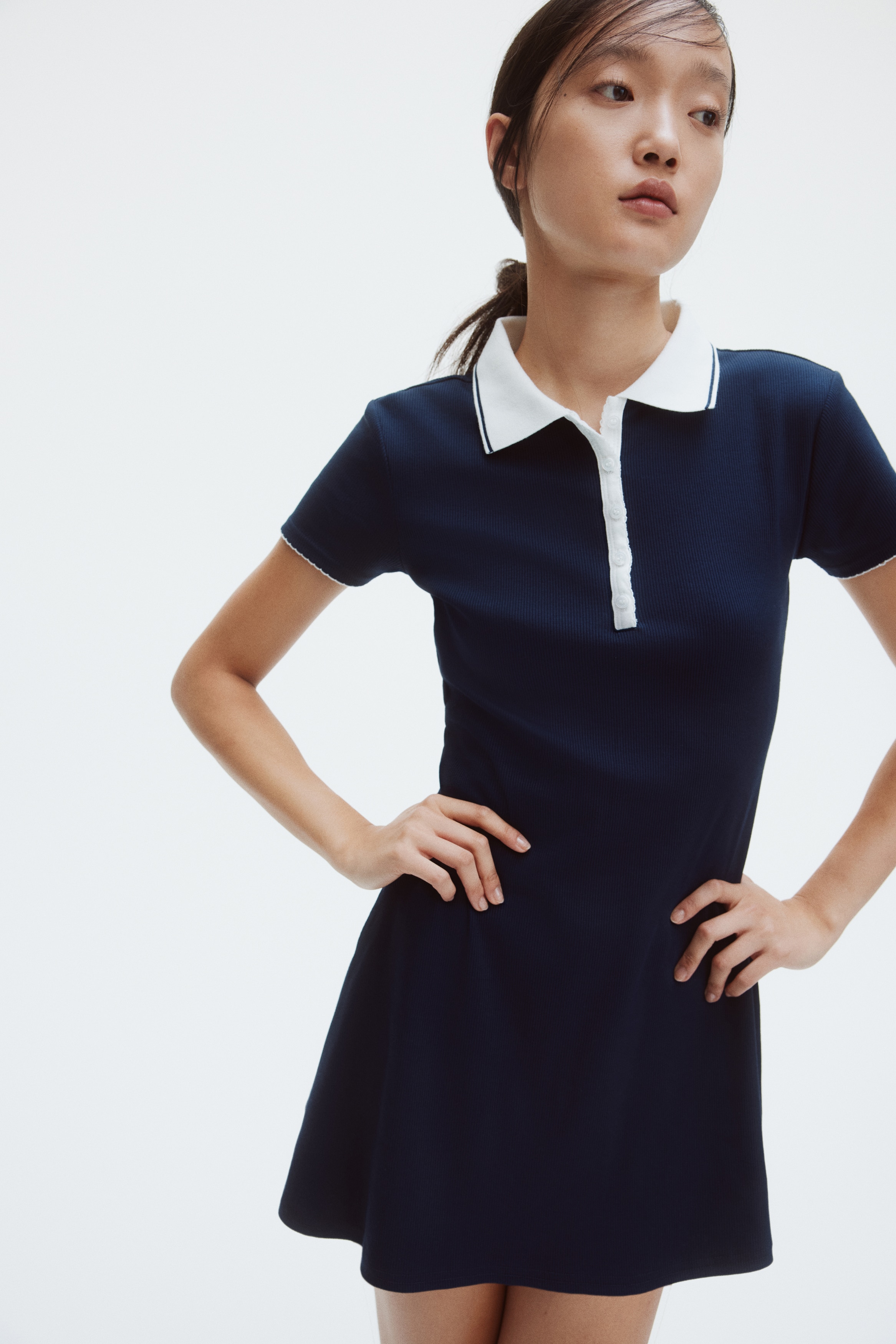 herlipto Polo Tuck Flared Dress Flared-skirt polo dress