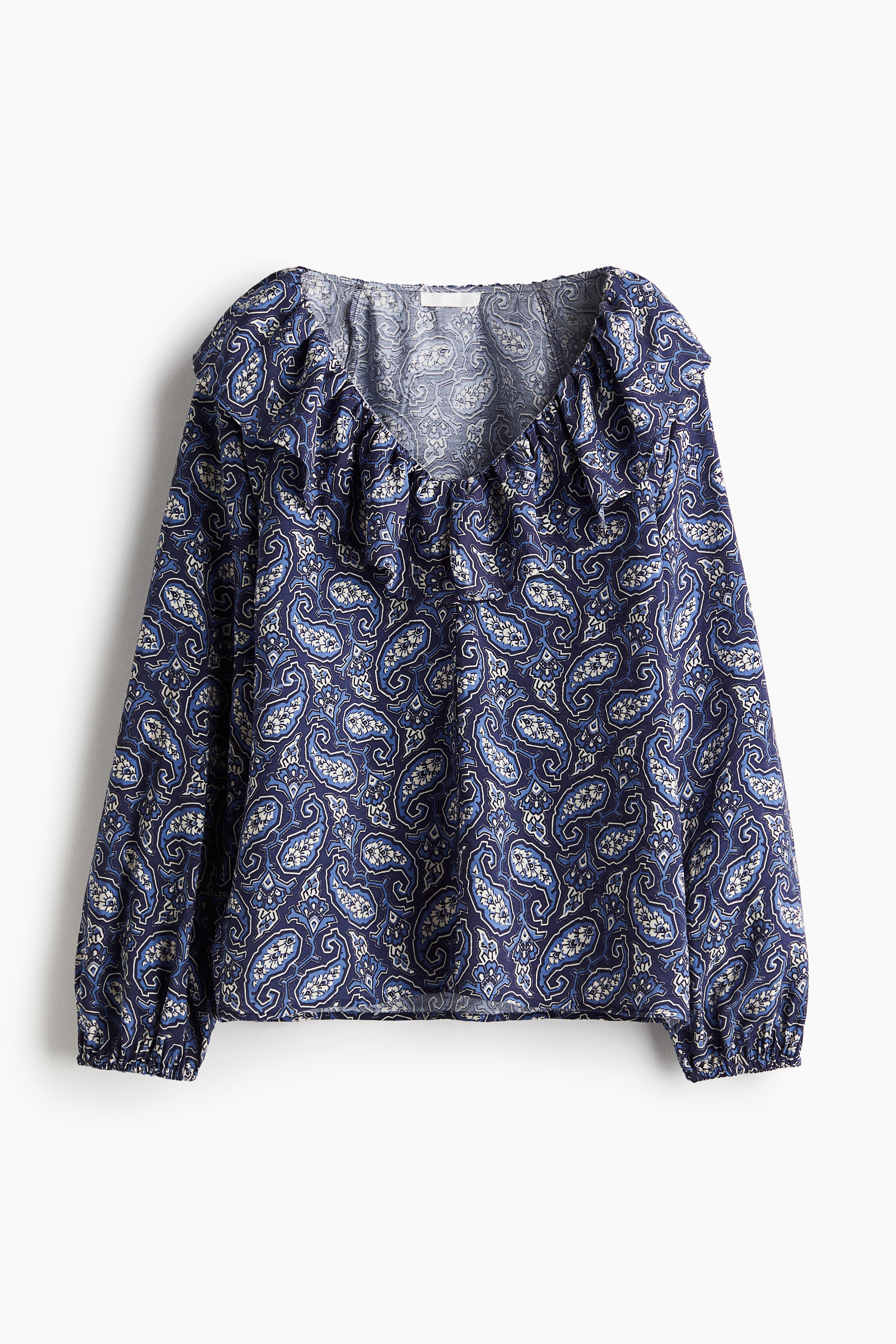 Farbalalı Bluz - Koyu mavi/Desenli/Koyu kırmızı/Desenli