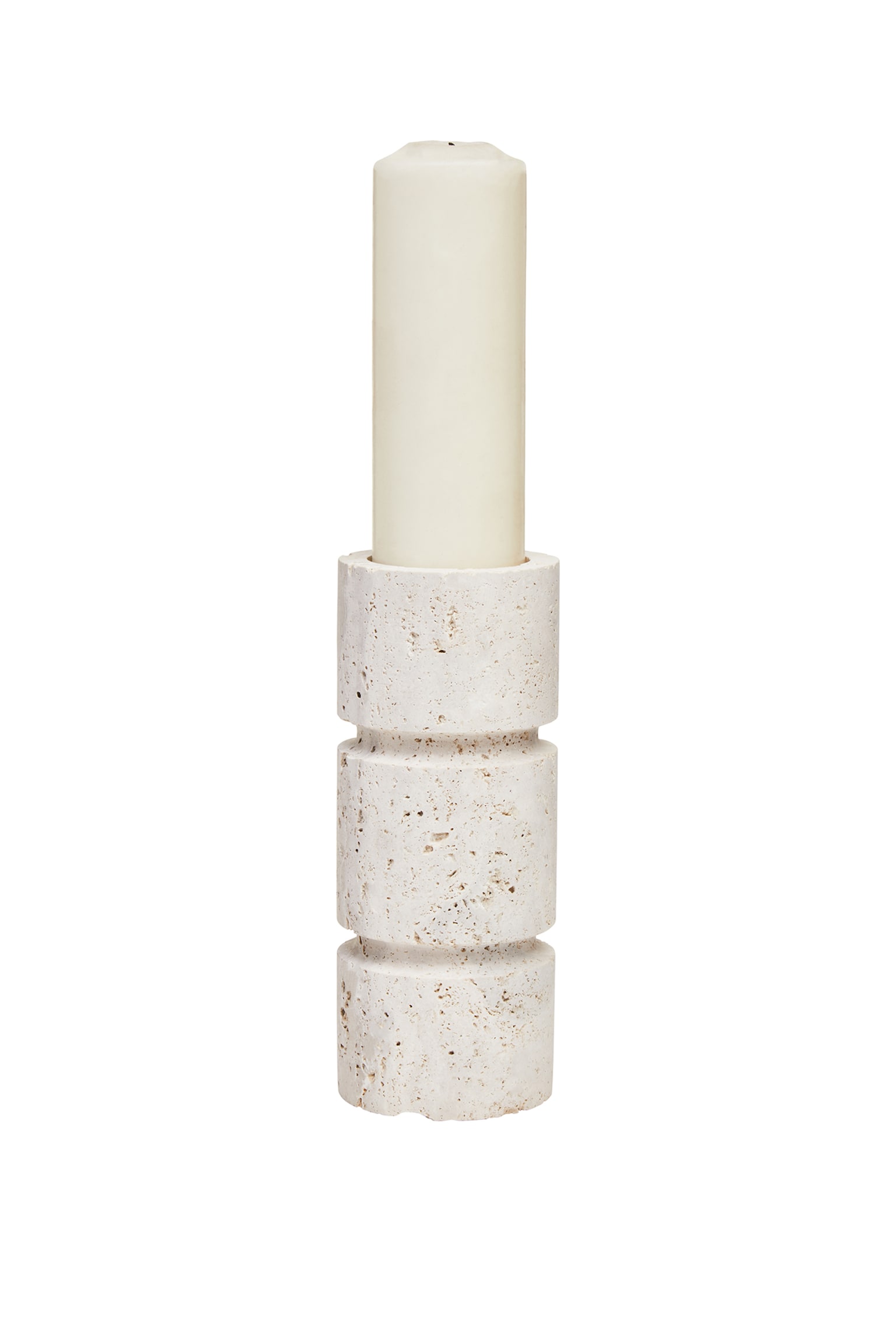 Tibor Travertine Large Candle Holder - Natural - 3