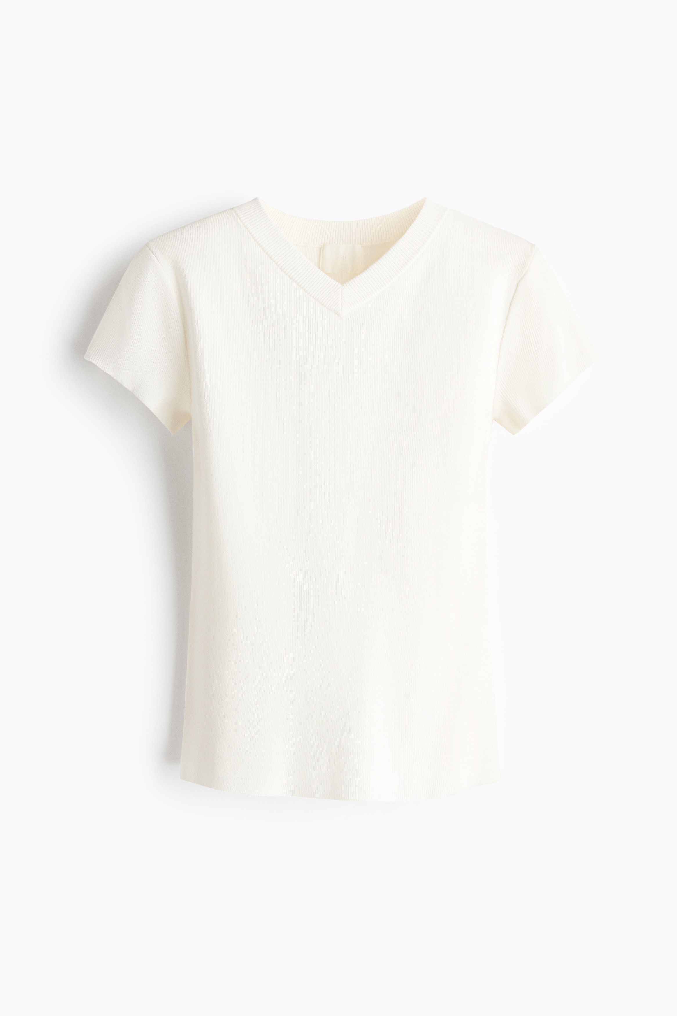 Fine-knit viscose-blend T-shirt - Cream/Light brown