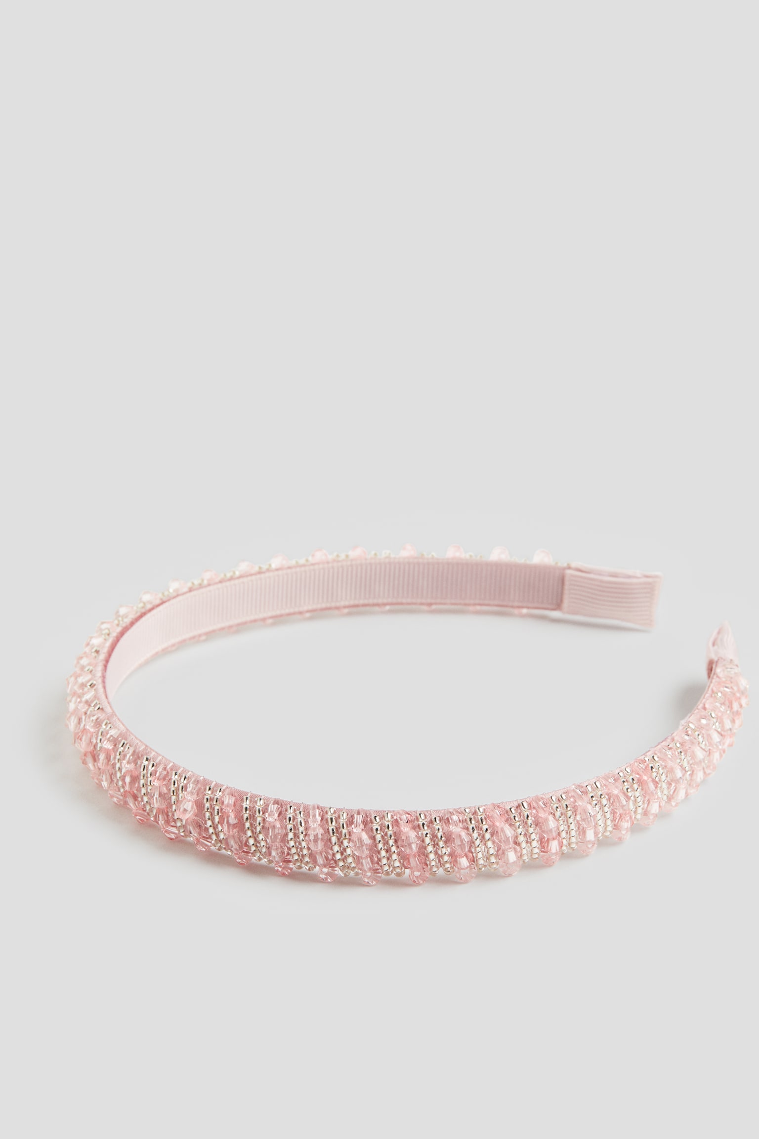 Beaded satin Alice band - Light pink/Silver-coloured - 1