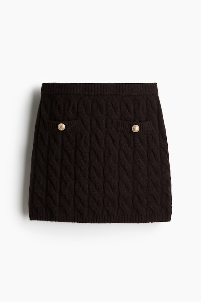 Cable-knit mini skirt - Dark brown - 1