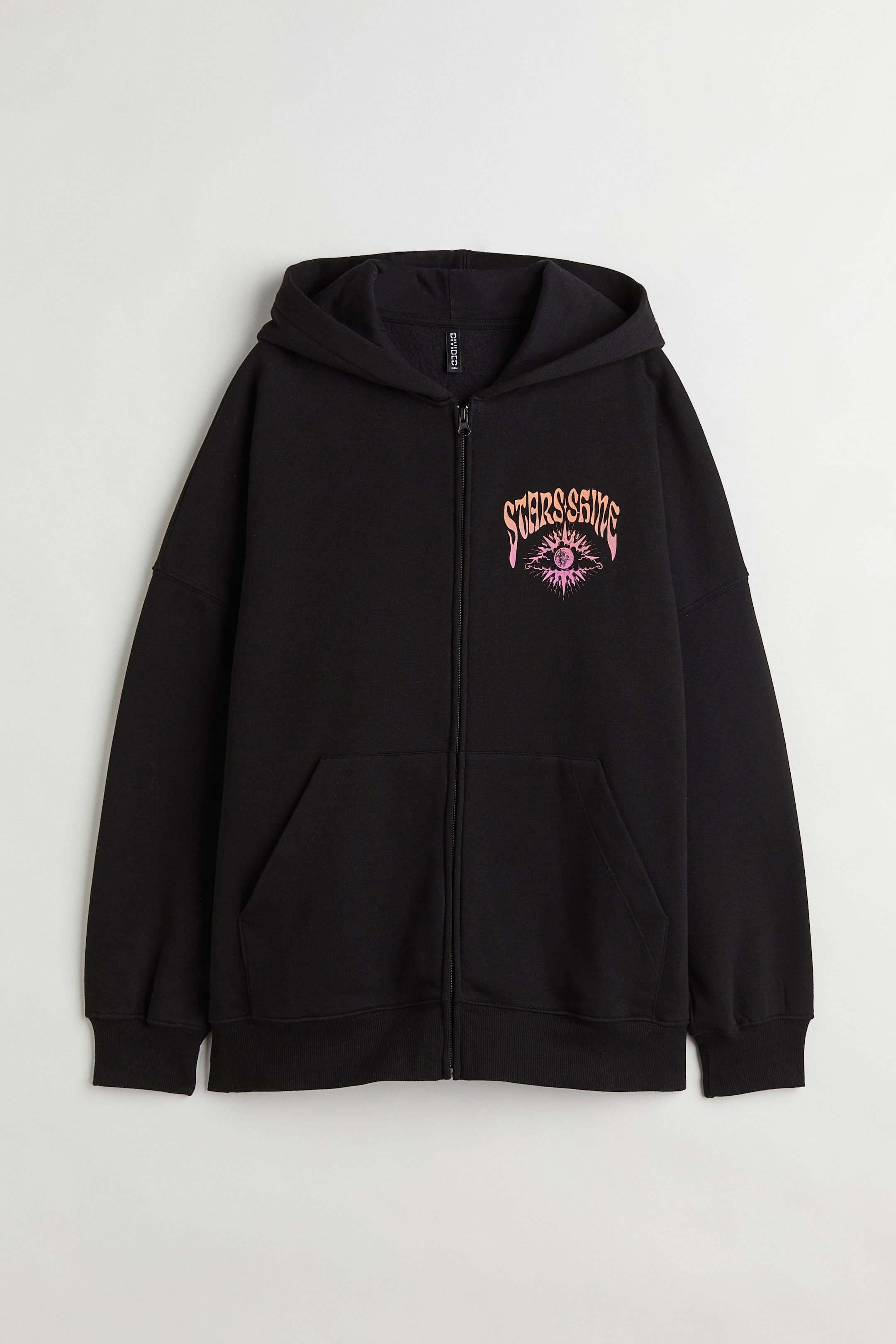 View larger image: Oversized printed zip-through hoodie - Black/Starshine - Ladies | H&M 1