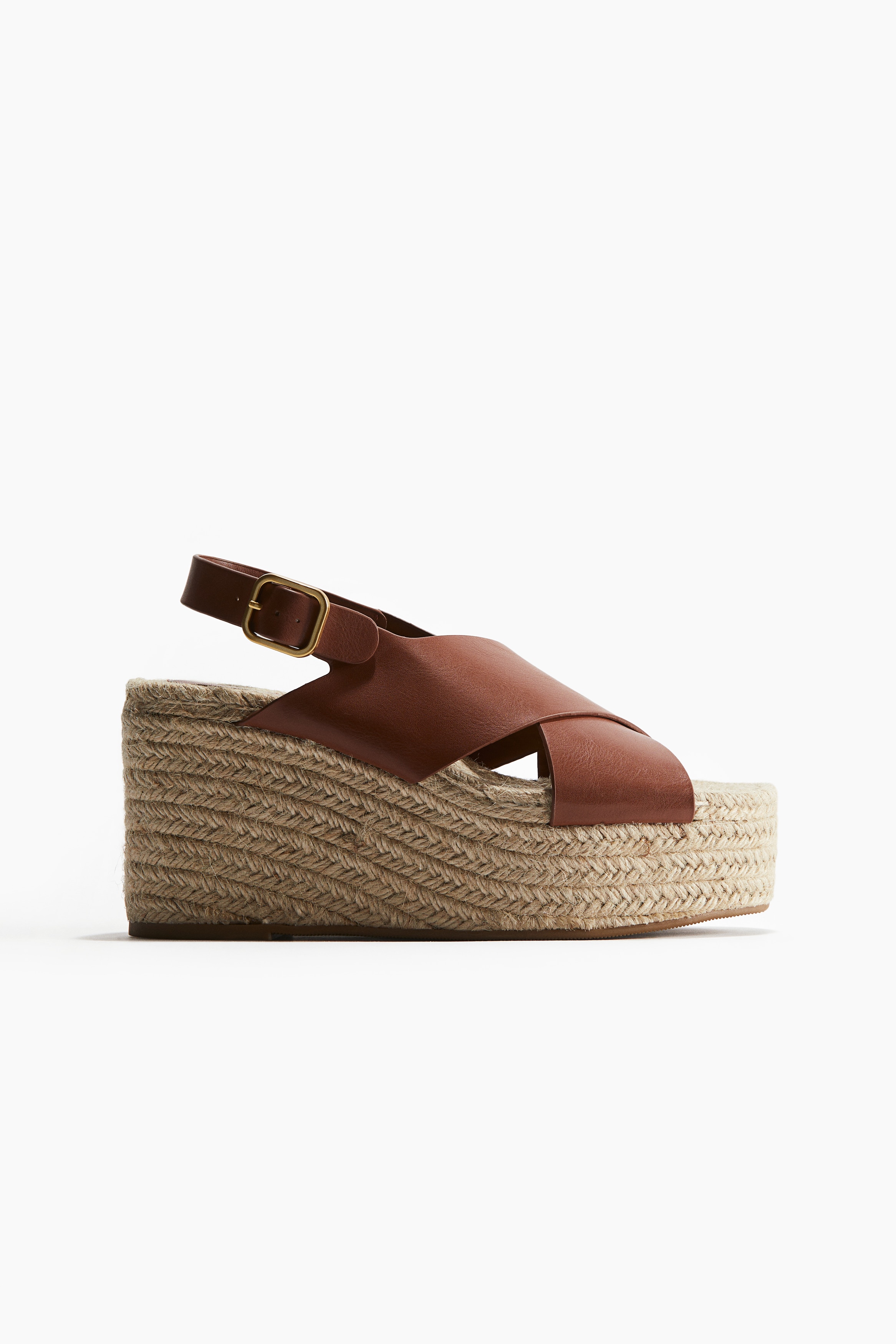 Dolgu Topuklu Espadril - Kahverengi/Siyah