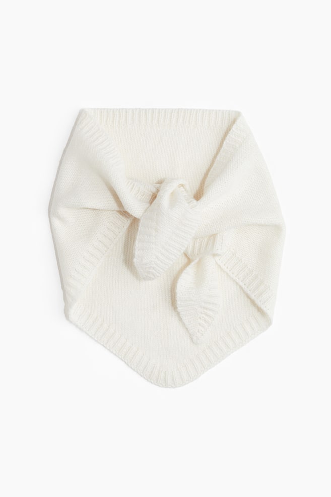 Knit Triangle Scarf - Cream - 1