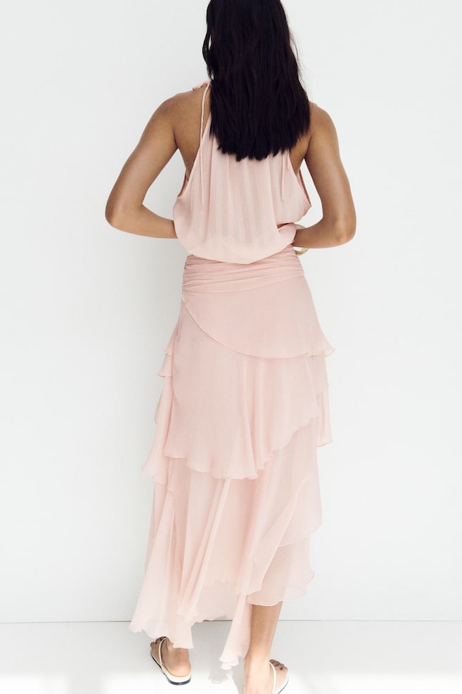 Jupe à étages en mousseline-Rose clair - 6