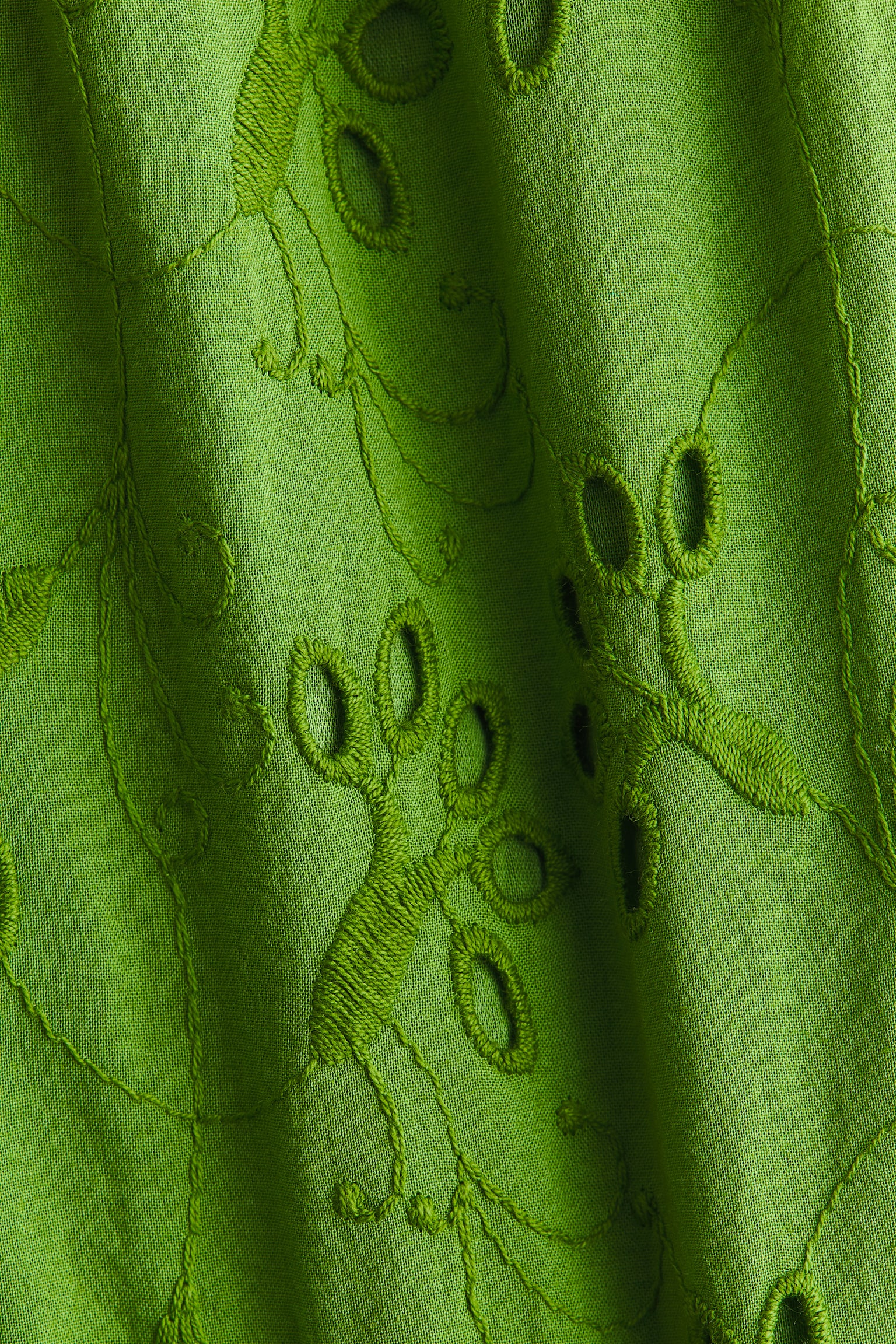 Broderie-anglaise cotton dress-Green - 5