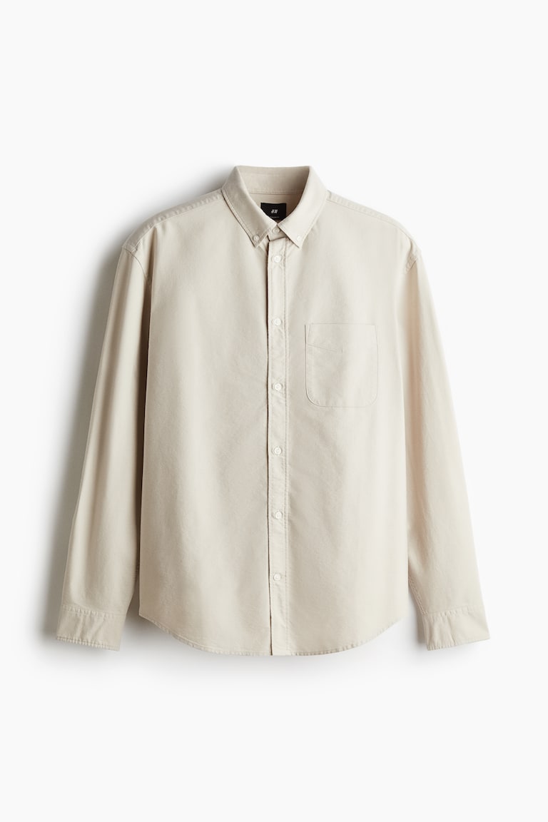 Men's Light beige Regular Fit Oxford Shirt | H&M US Men's Light beige Regular Fit Oxford Shirt | H&M US