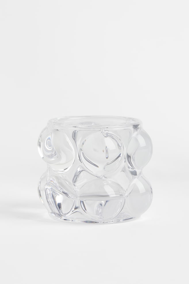 Ljushållare i bubbligt glas - Klarglas/Grön - 1