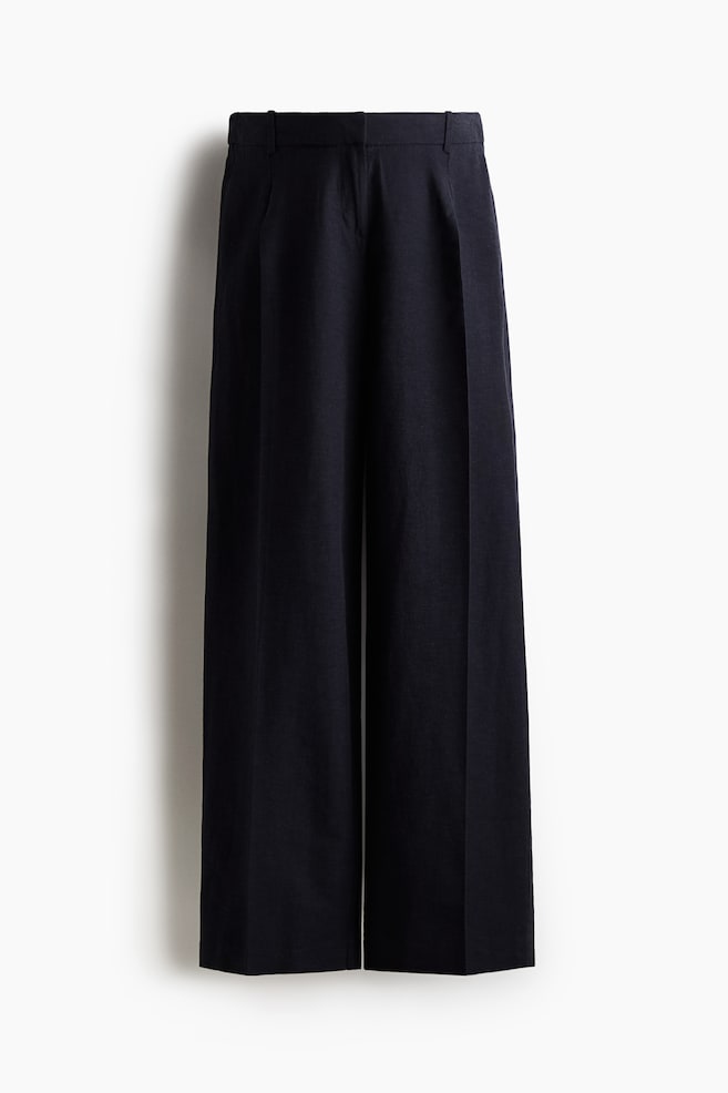 MAMA Before & After Linen-blend trousers - Navy blue/Light beige marl - 1