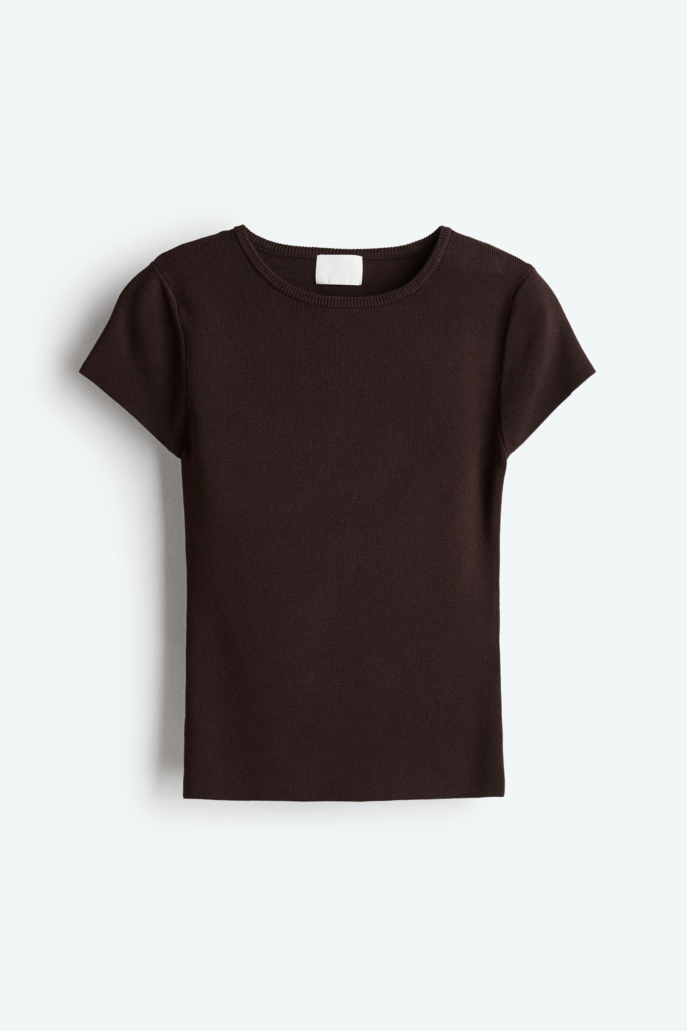 Fine-knit T-shirt - Dark brown/Cream/Burgundy/White