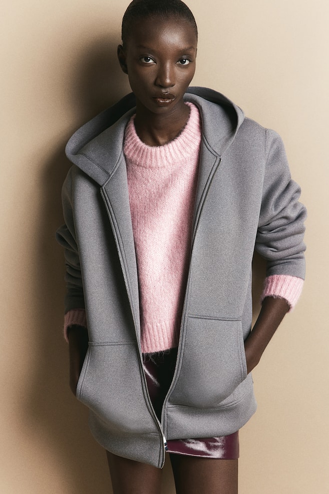 Cropped jumper - Light pink/Natural white/Dark grey marl/Brown - 4