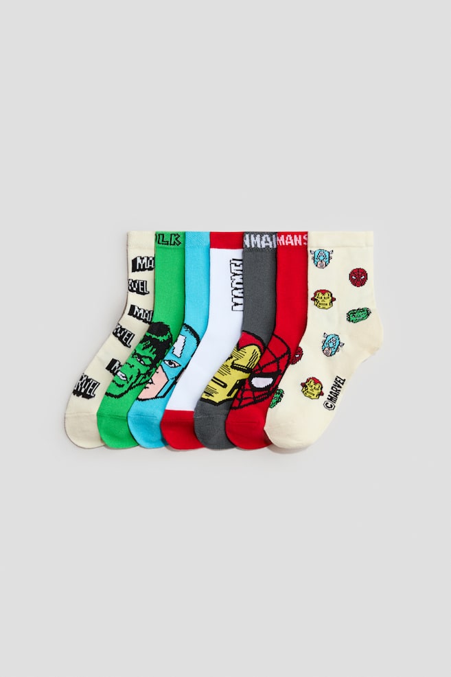7er-Pack Socken - Cremefarben/Marvel Comics/Marineblau/Minecraft/Weiss/Pokémon/Mattblau/Marvel Comics - 1