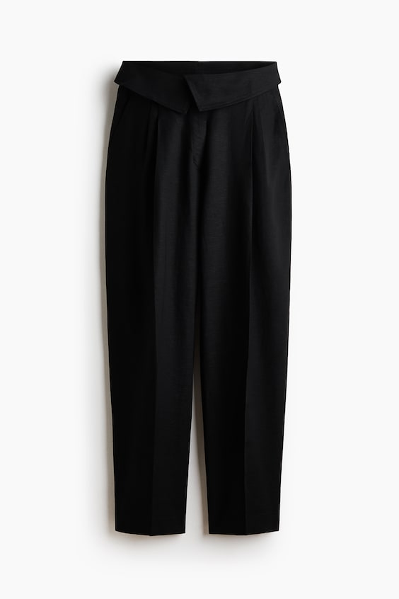 Женские брюки H&M Foldover-Waist Linen-Blend Pants