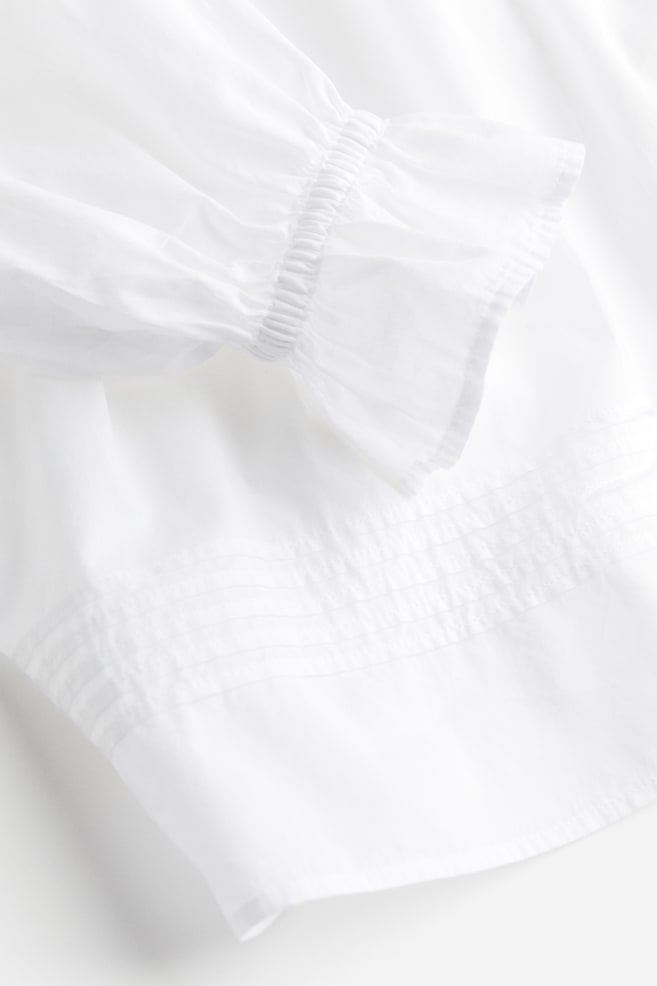 Pin-tucked cotton blouse - White - 5