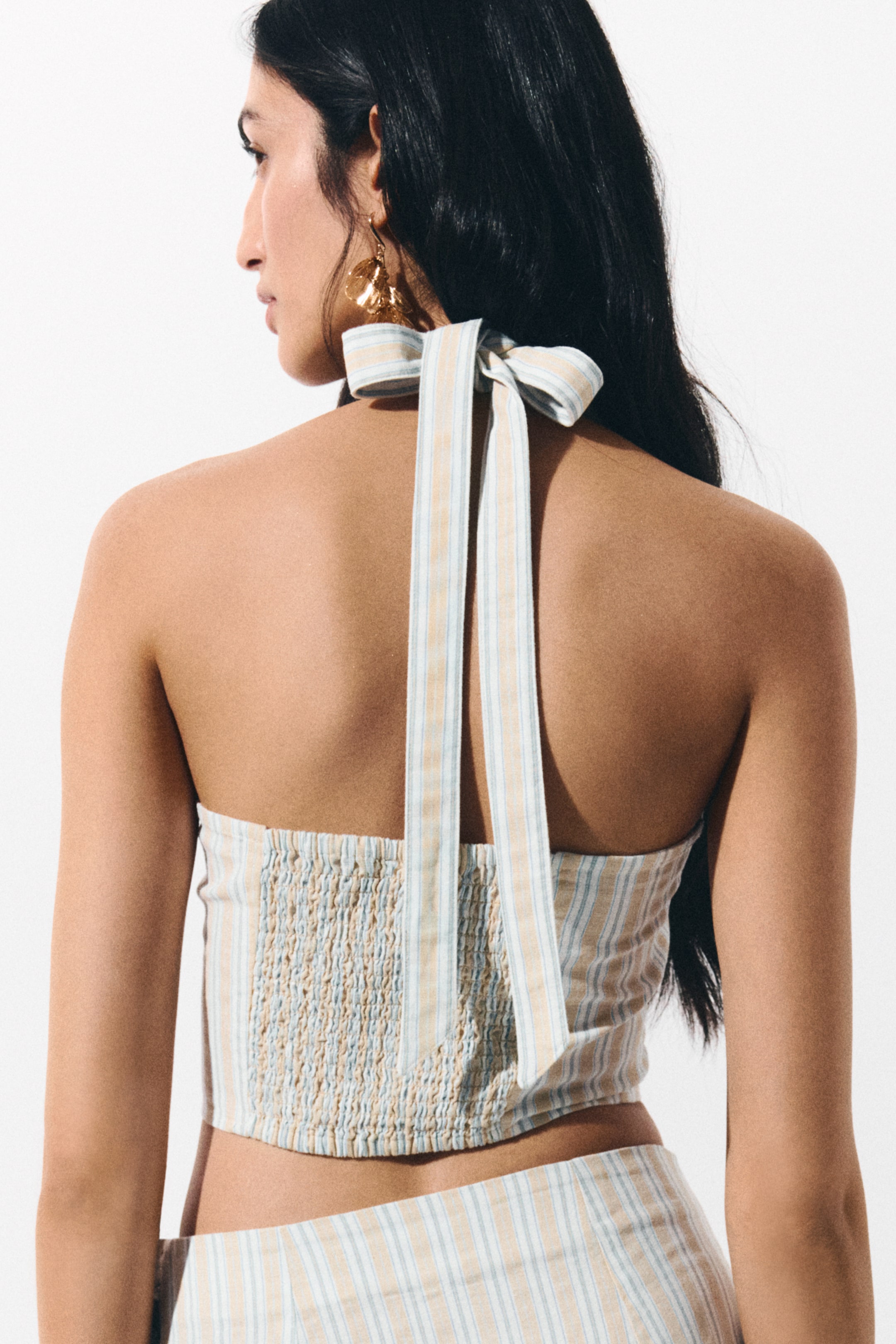 Linen-Blend Halterneck Top