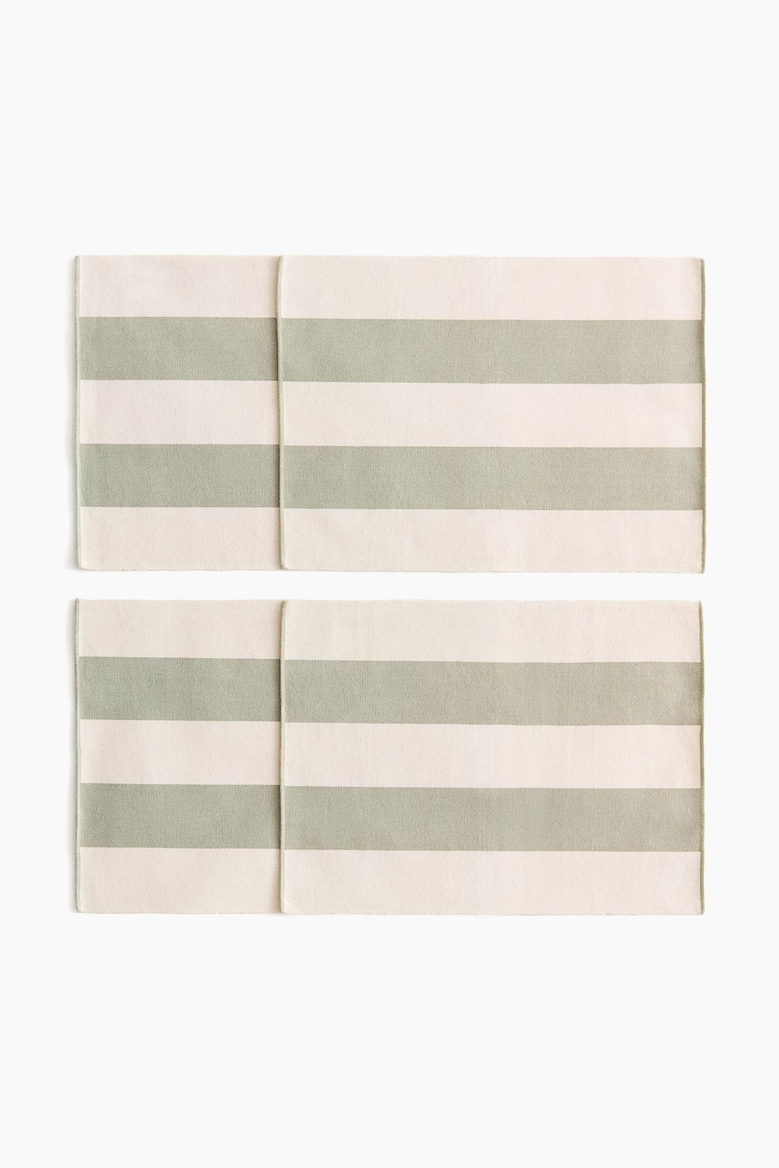 4-pack cotton place mats - Green/Light beige/Dark grey/Striped/Terracotta/Striped - 1