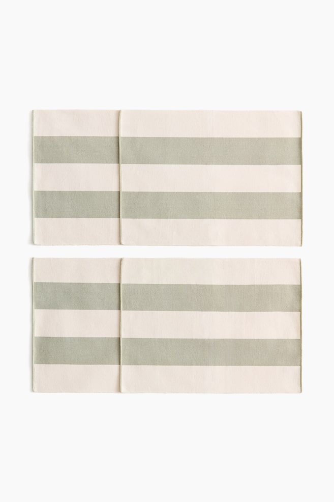 4-Pack Cotton Placemats - Green/light beige/Dark gray/striped/Terracotta/striped - 1