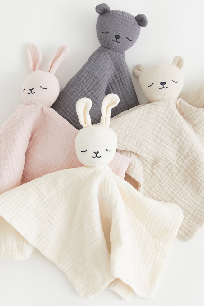 Cotton muslin comfort blanket - Light beige/Bear/White/Rabbit/Light pink/Rabbit/Dark grey/Bear/dc - 5