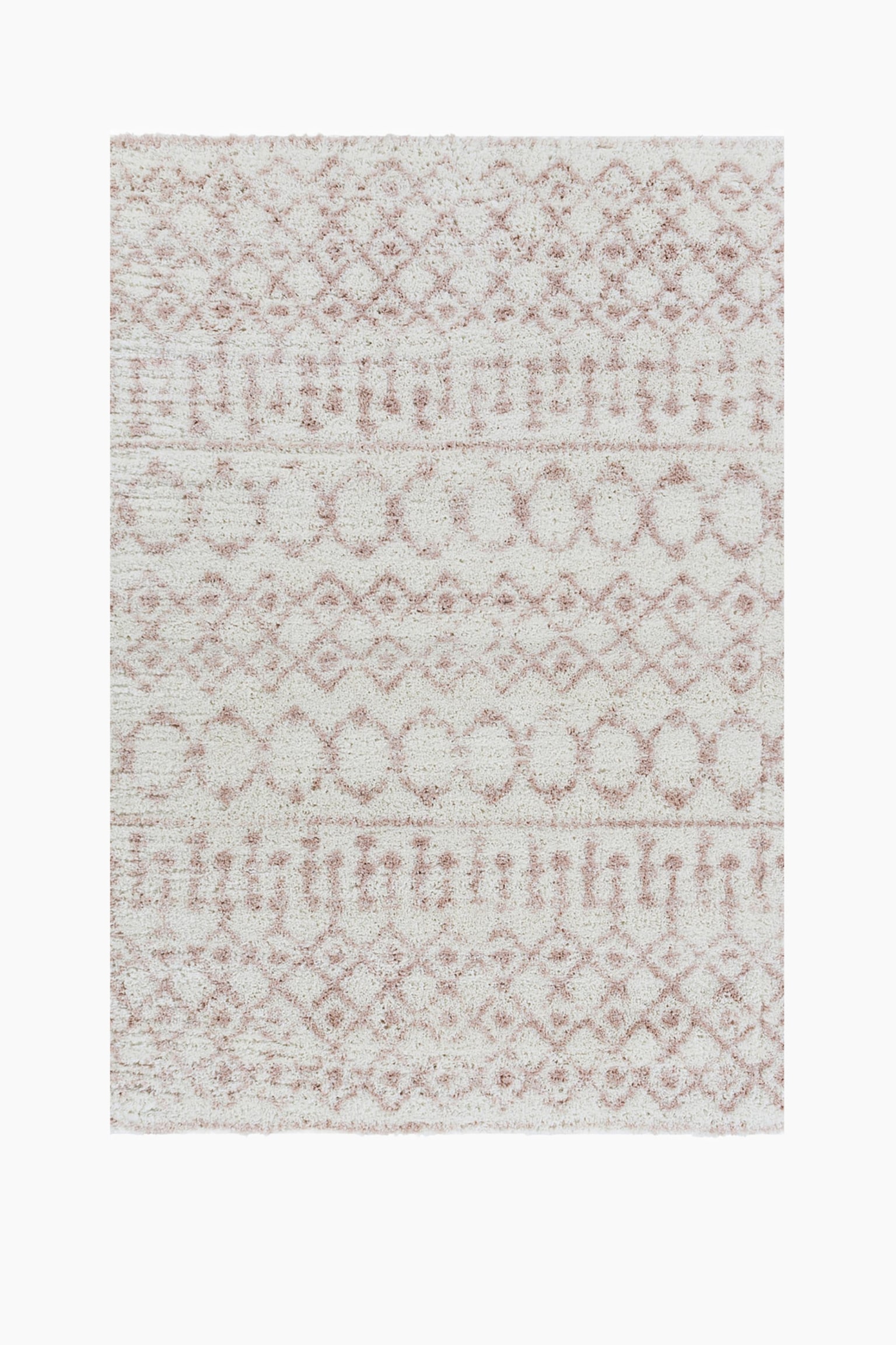 Saanjh Boho Shaggy Area Rug - Ivory, Pink