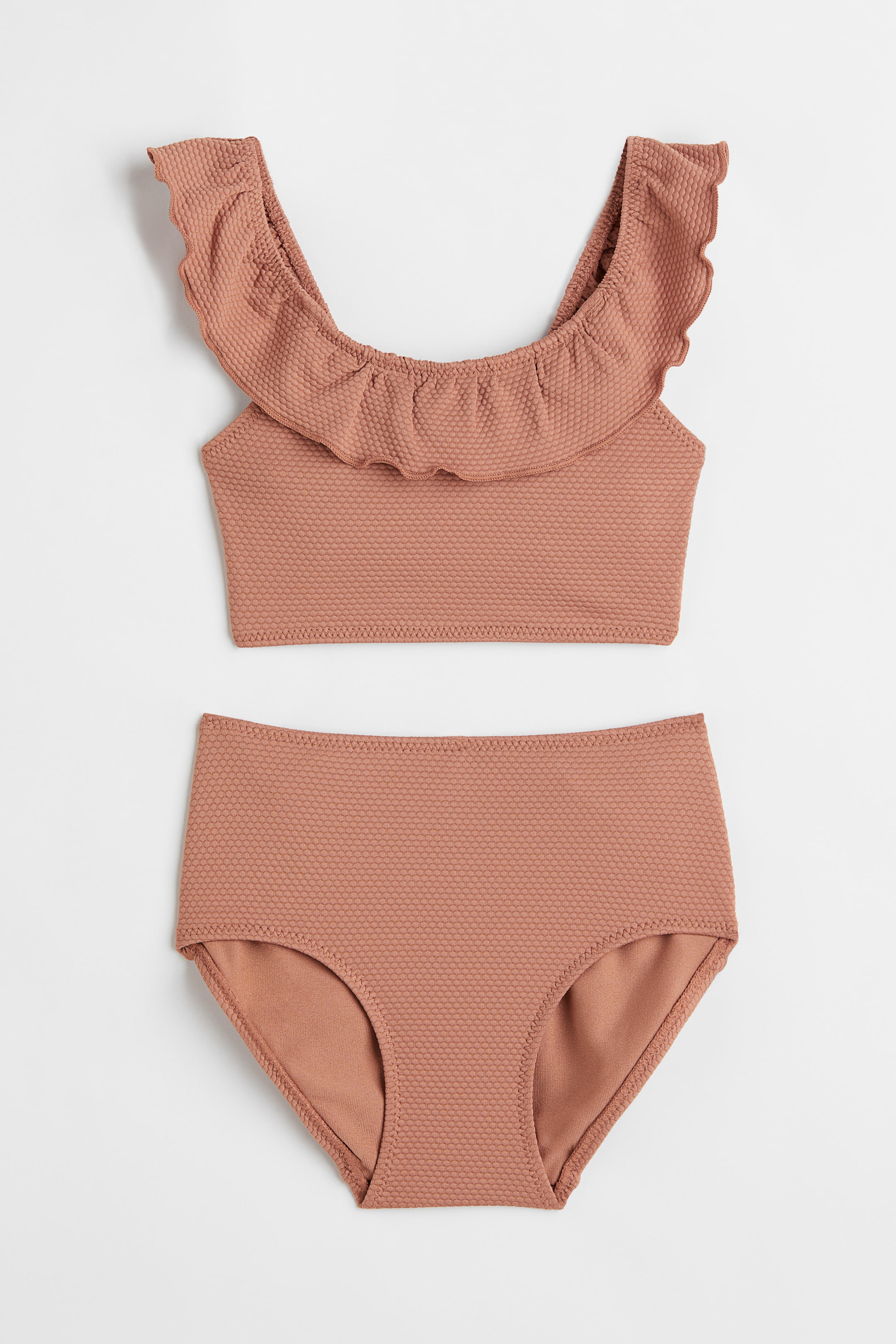 View larger image: Textured flounced bikini - Dark beige-pink - Kids | H&M 1