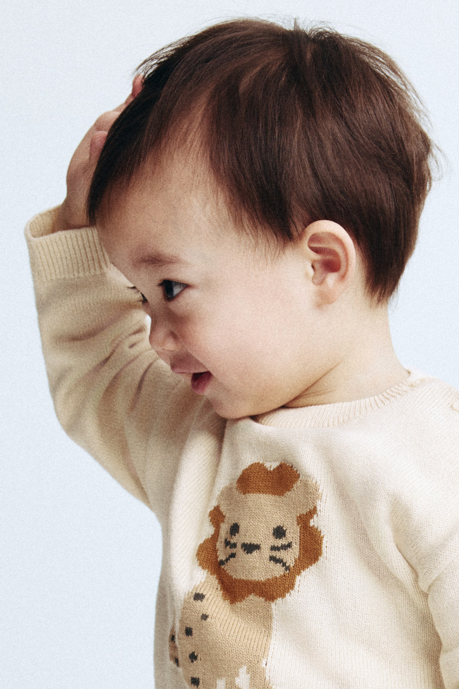 Jacquard-knit cotton jumper - Light beige/Lion/Dusty blue/Dinosaur/Grey marl/Dogs/White/Cars/Light beige/Blue striped/Beige/Brown striped/Light beige/Dinosaur - 5