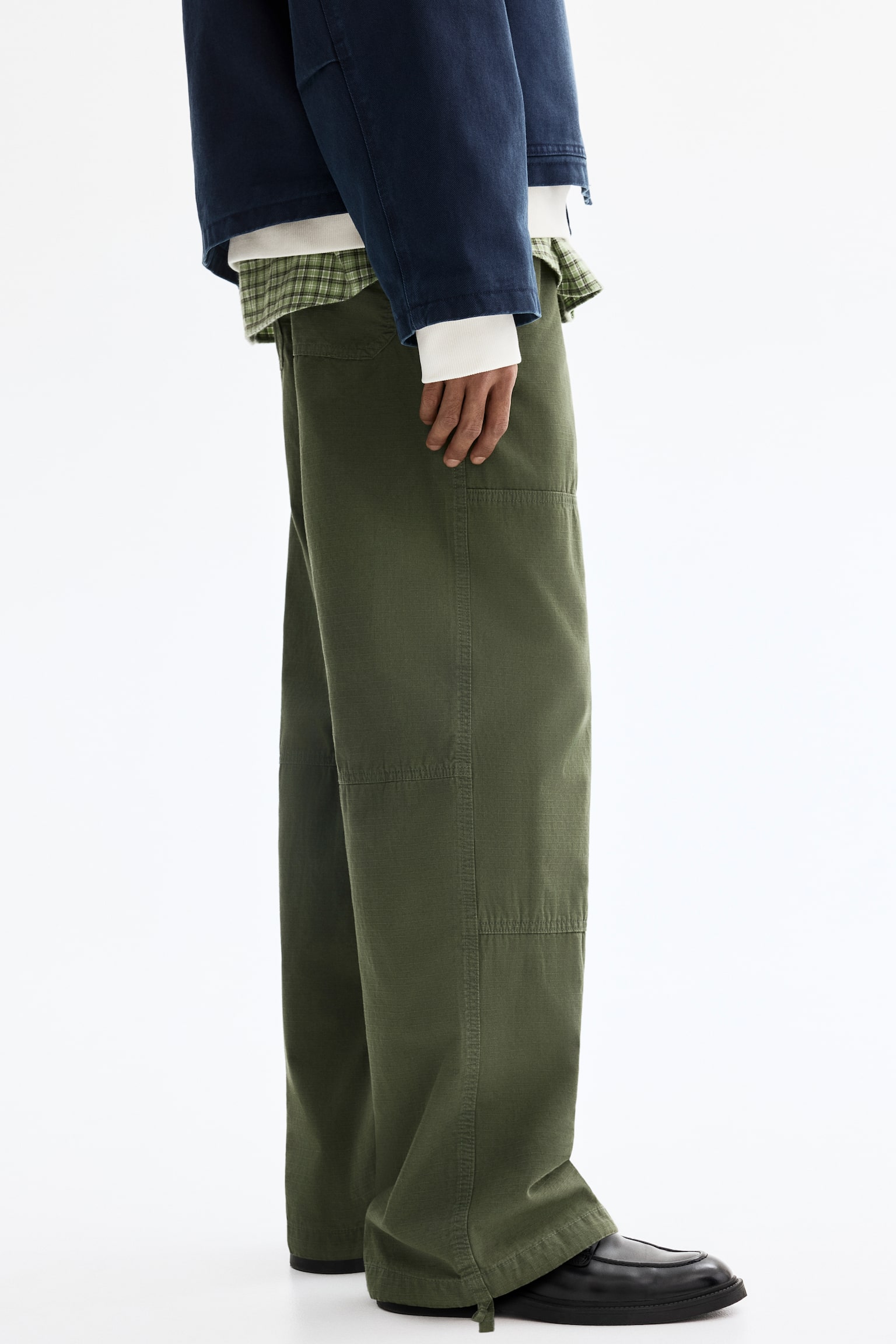 מכנסיים Relaxed Fit - ירוק חאקי/אפור כהה - 7