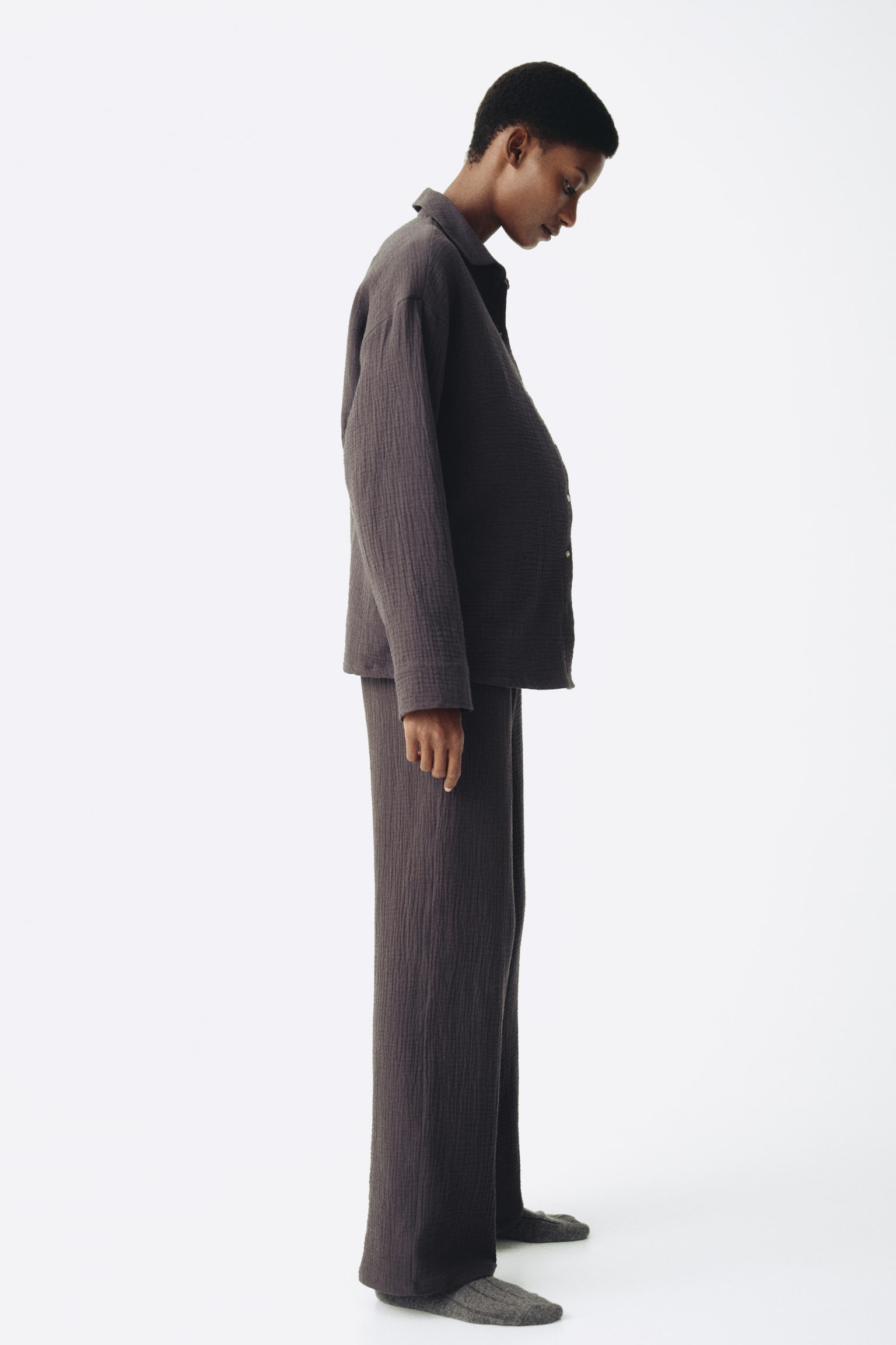 MAMA Cotton muslin pyjamas - Dark grey - 7