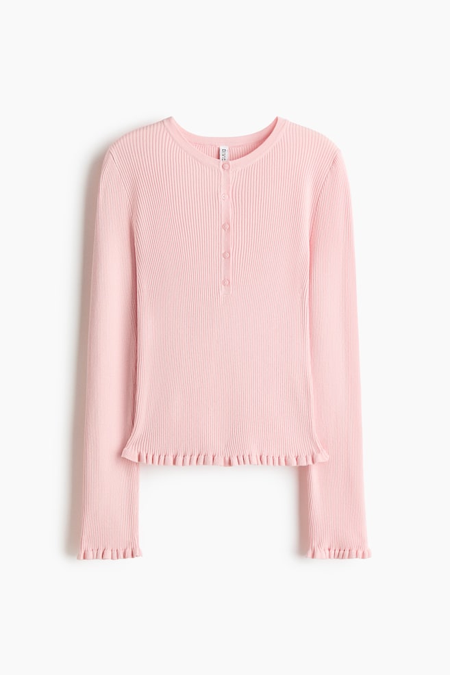 Rib-Knit Top - Pink/White - 1