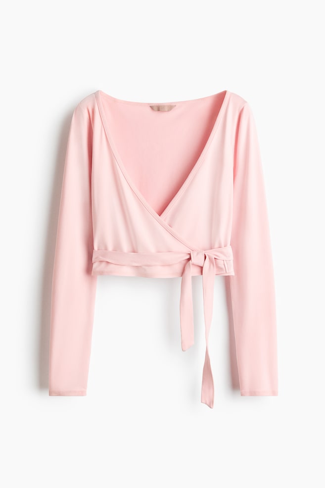 Brushed Jersey Wrap Top - Light pink/Dark brown/Black - 1