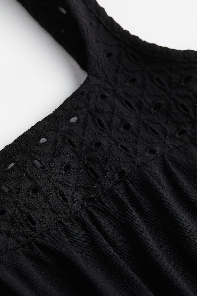 Broderie anglaise-detail top - Black/White - 3