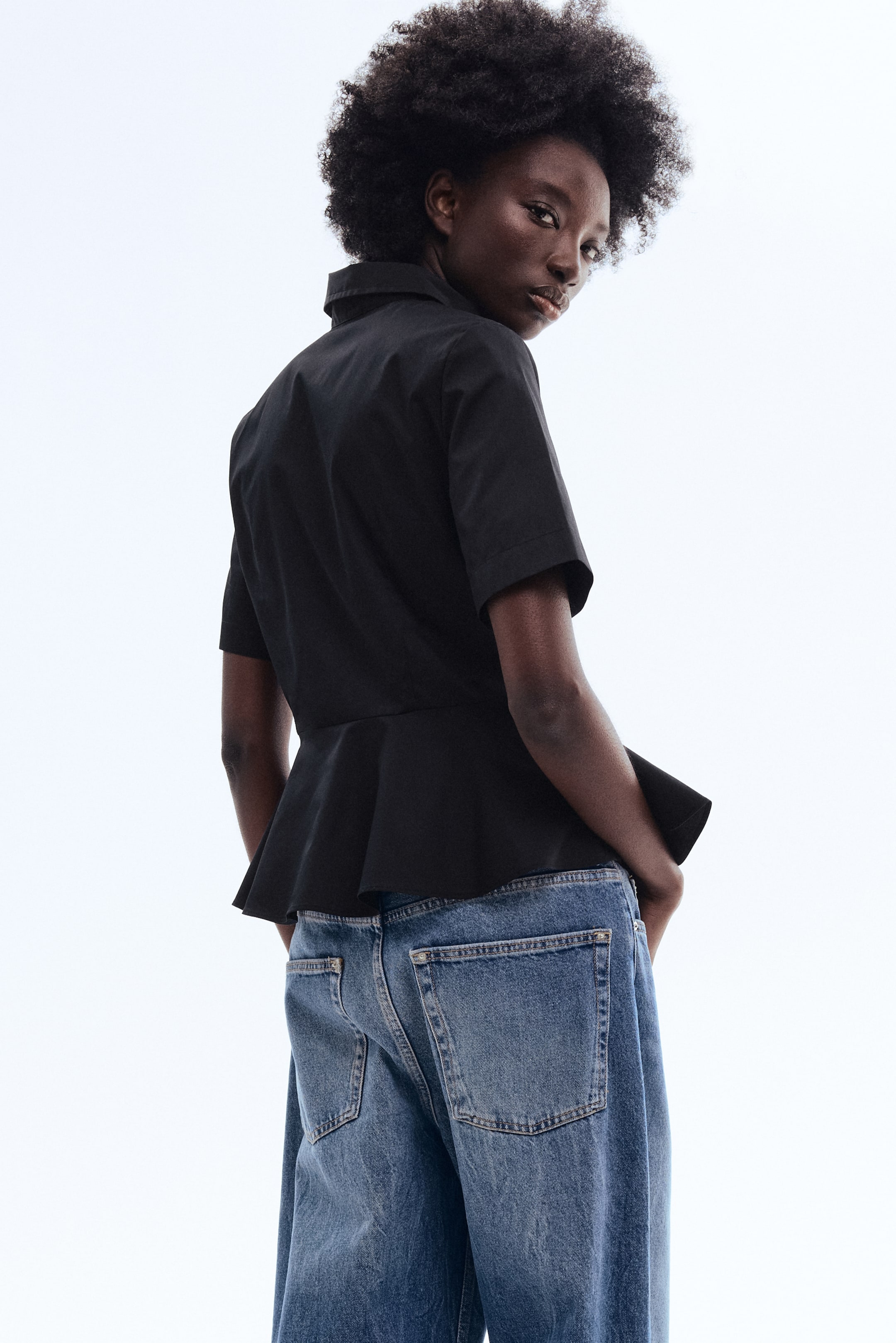 Poplin Peplum Shirt