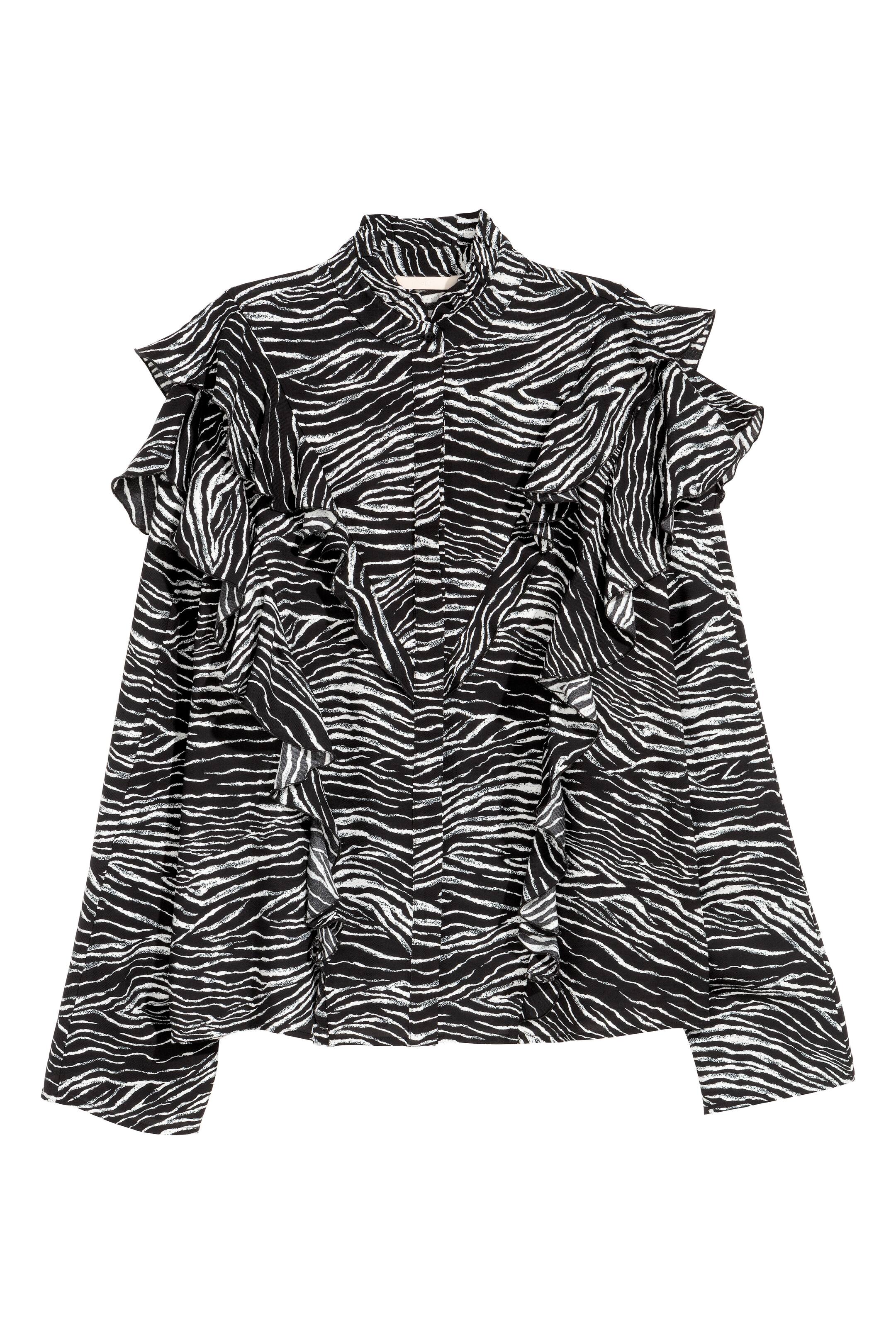 View larger image: Patterned frilled blouse - Zebra print - Ladies | H&M GB 1