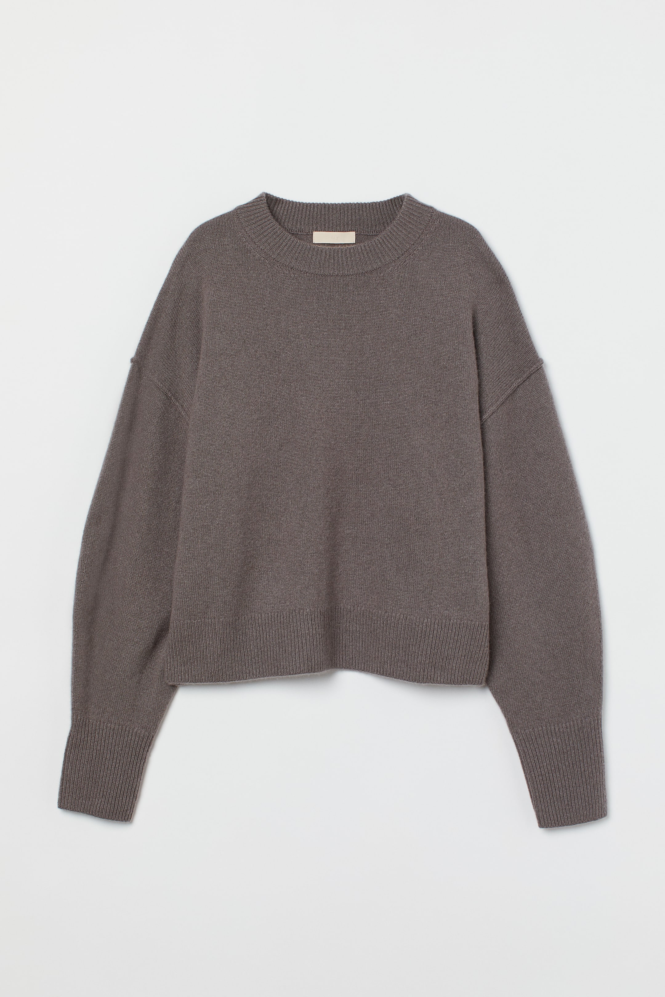 Cashmere jumper - Round neck - Long sleeve - Dark greige - Ladies | H&M GB