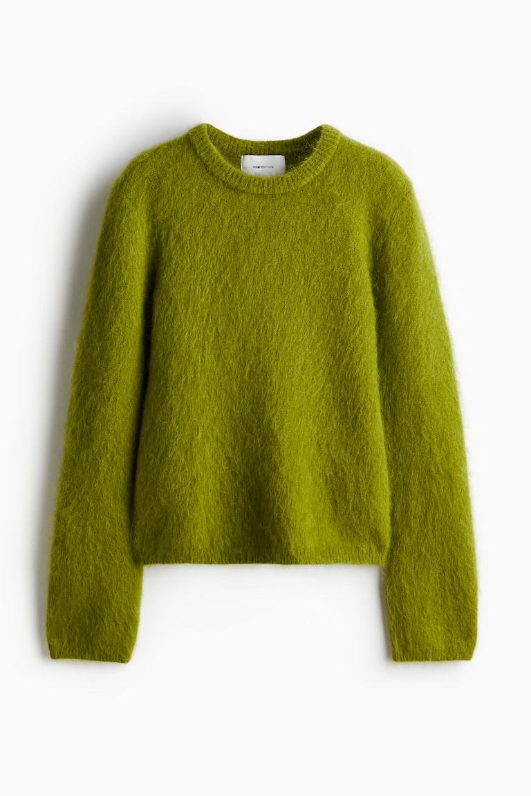 Mohair Gelber Wollpullover Pullover Mit V-Ausschnitt – Neues