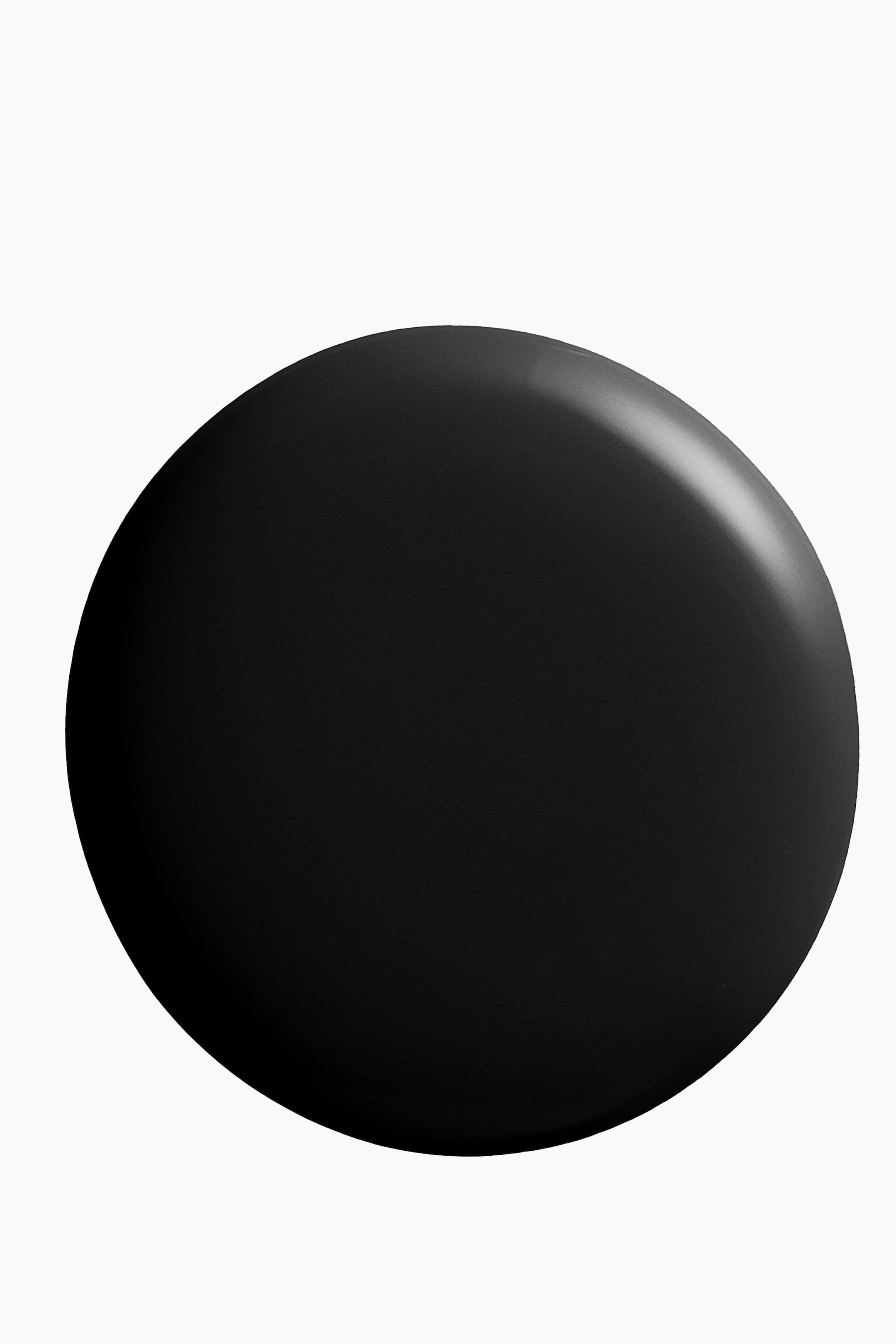 View larger image: A black oval shape showcasing a smooth, reflective surface with a subtle highlight that suggests a rounded, domed form.