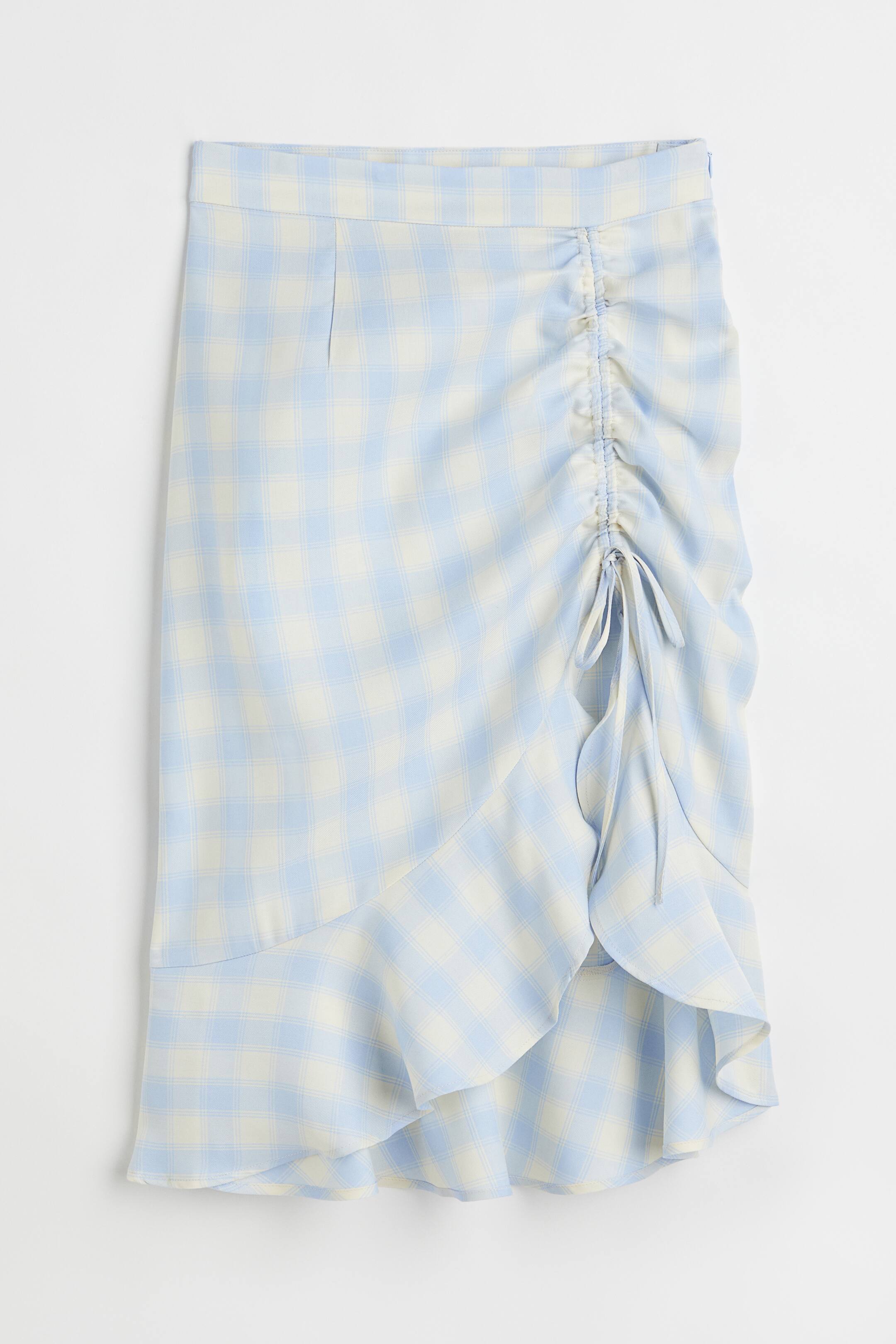 拡大画像を表示: ドローストリングディテールフリルスカート - ライトブルー／チェック - レディース | H&M JP 1