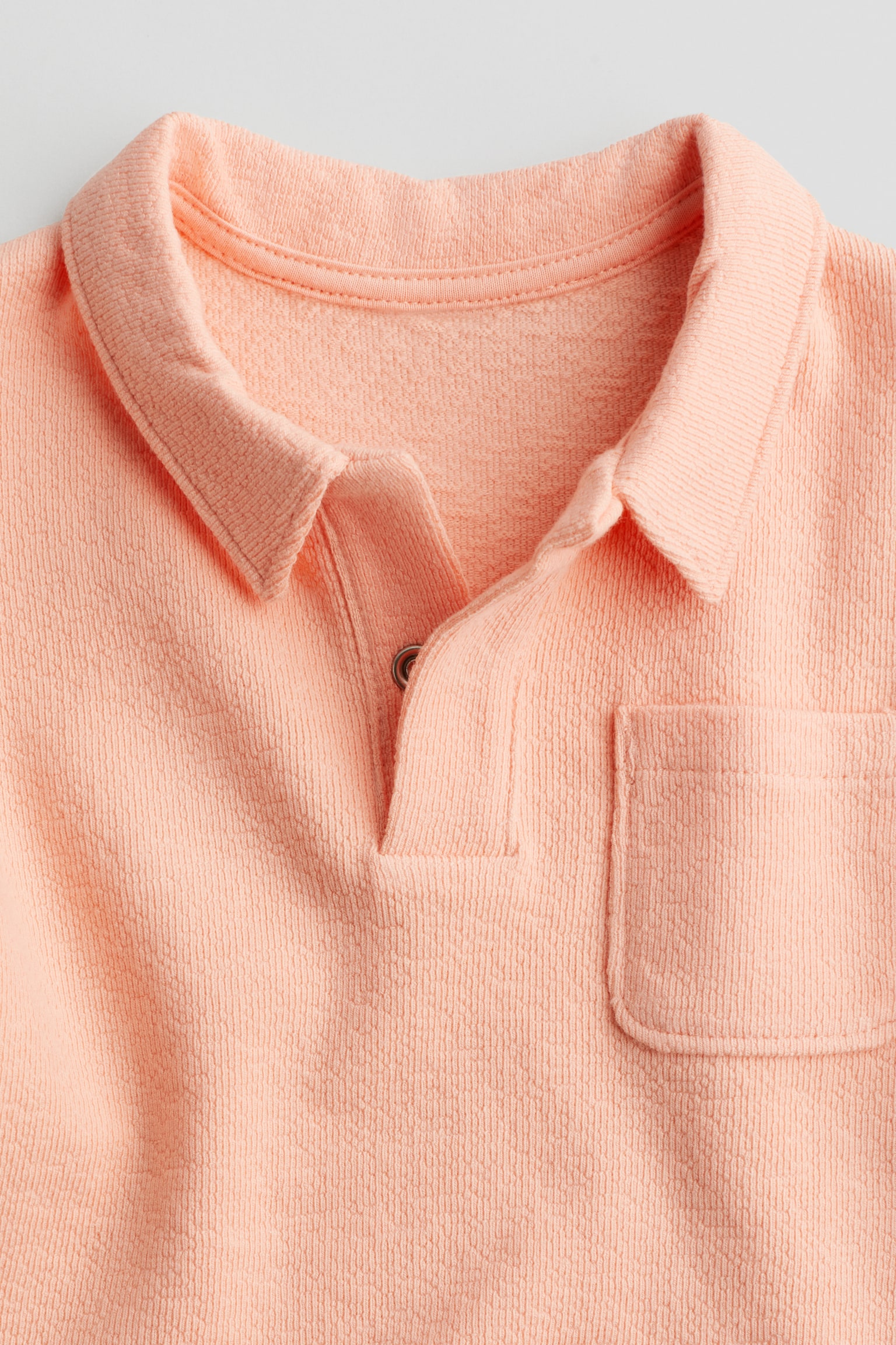 Cotton terry polo shirt - Peach - 2