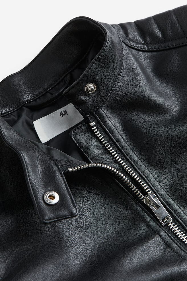 Quilted biker jacket - Black - 3