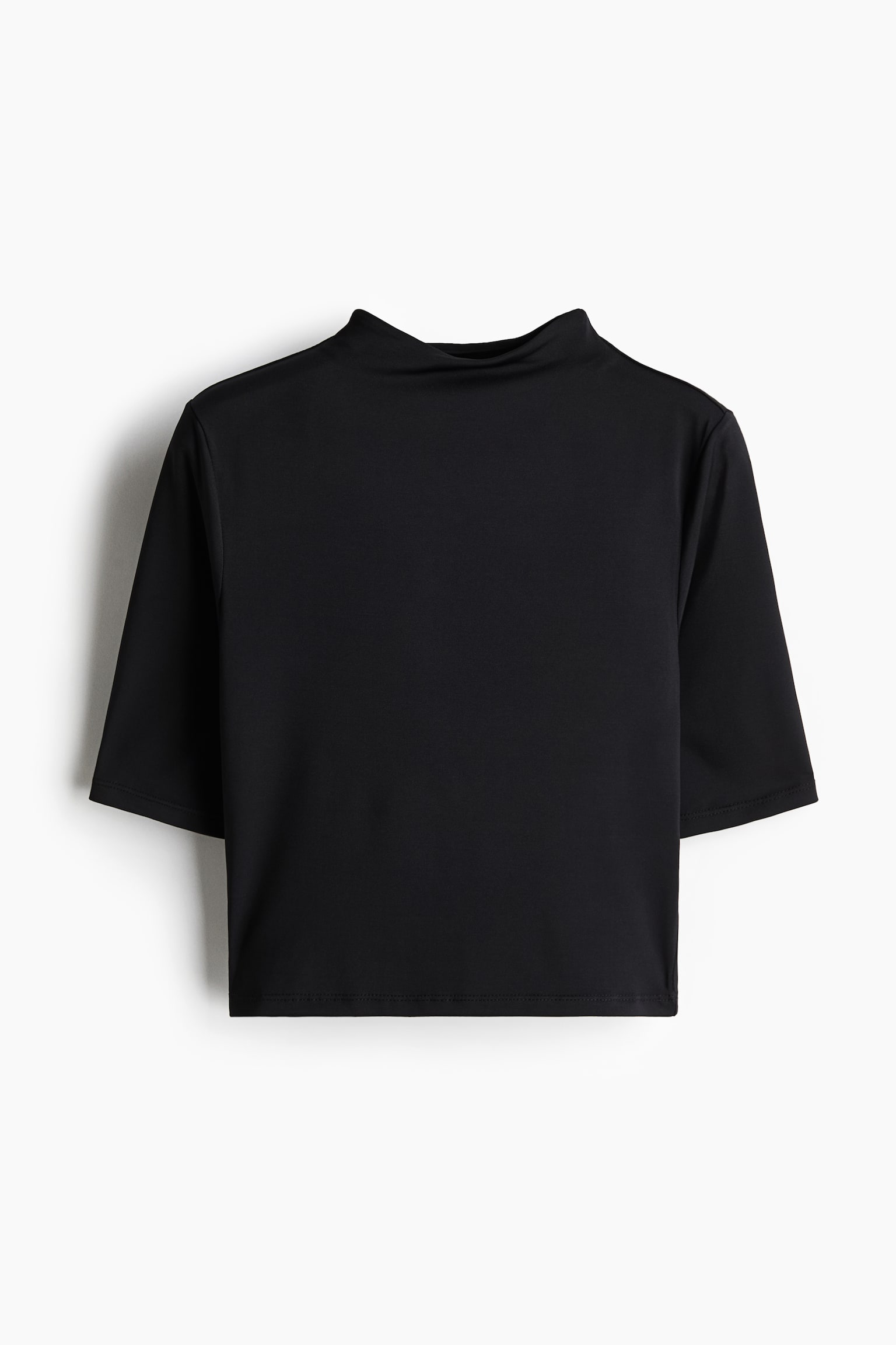 Женский топ H&M Microfiber Mock Turtleneck Top, цвет: Чёрный — фото 1