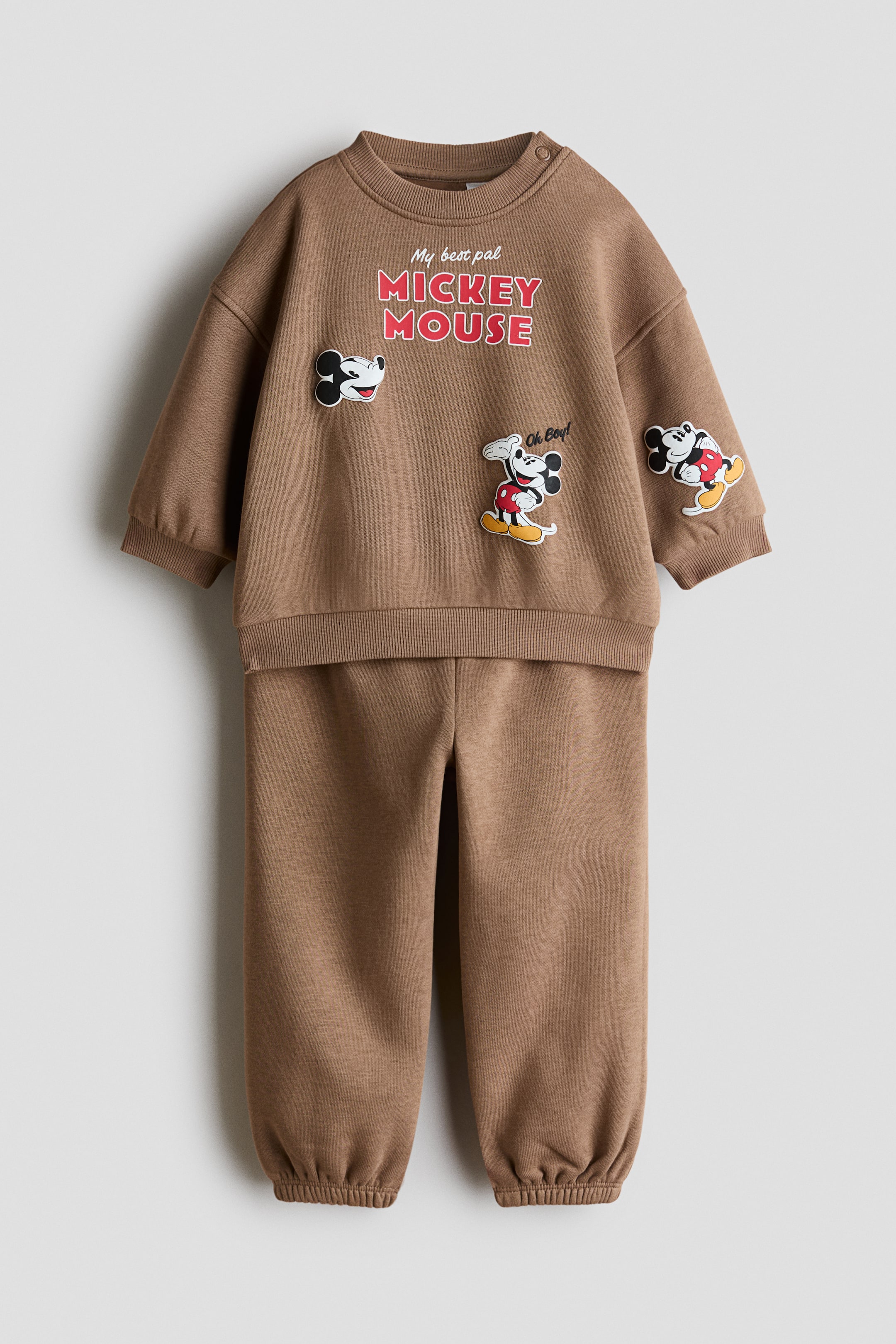 View larger image: 2-piece printed sweatshirt set - Light brown/Mickey Mouse - Kids | H&M 1