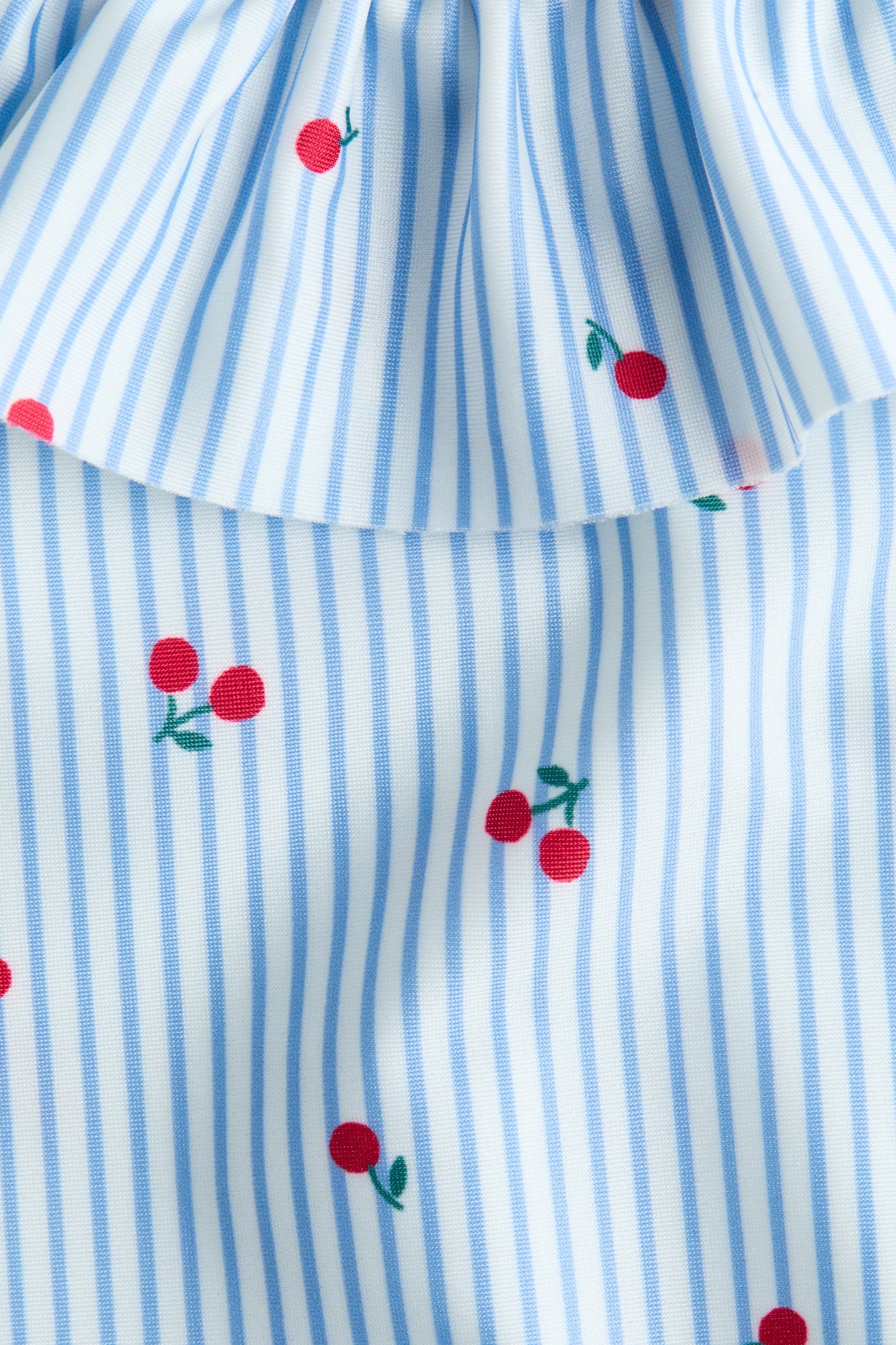 Frill-trimmed swimsuit - Light blue/Cherries - 2