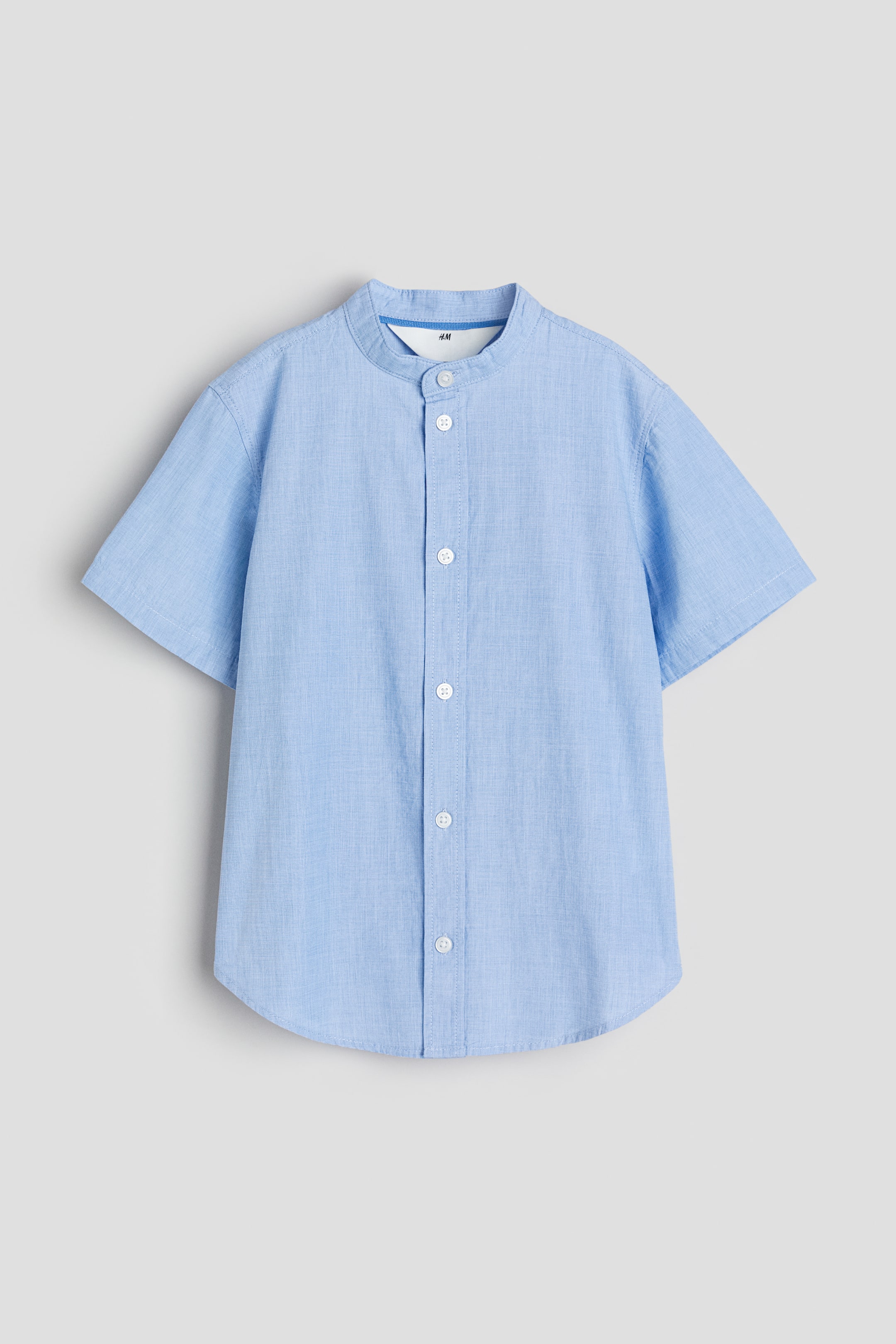 Band-collar Cotton Shirt