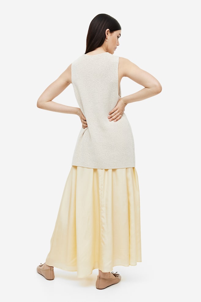 A-line silk skirt - Light yellow - 6