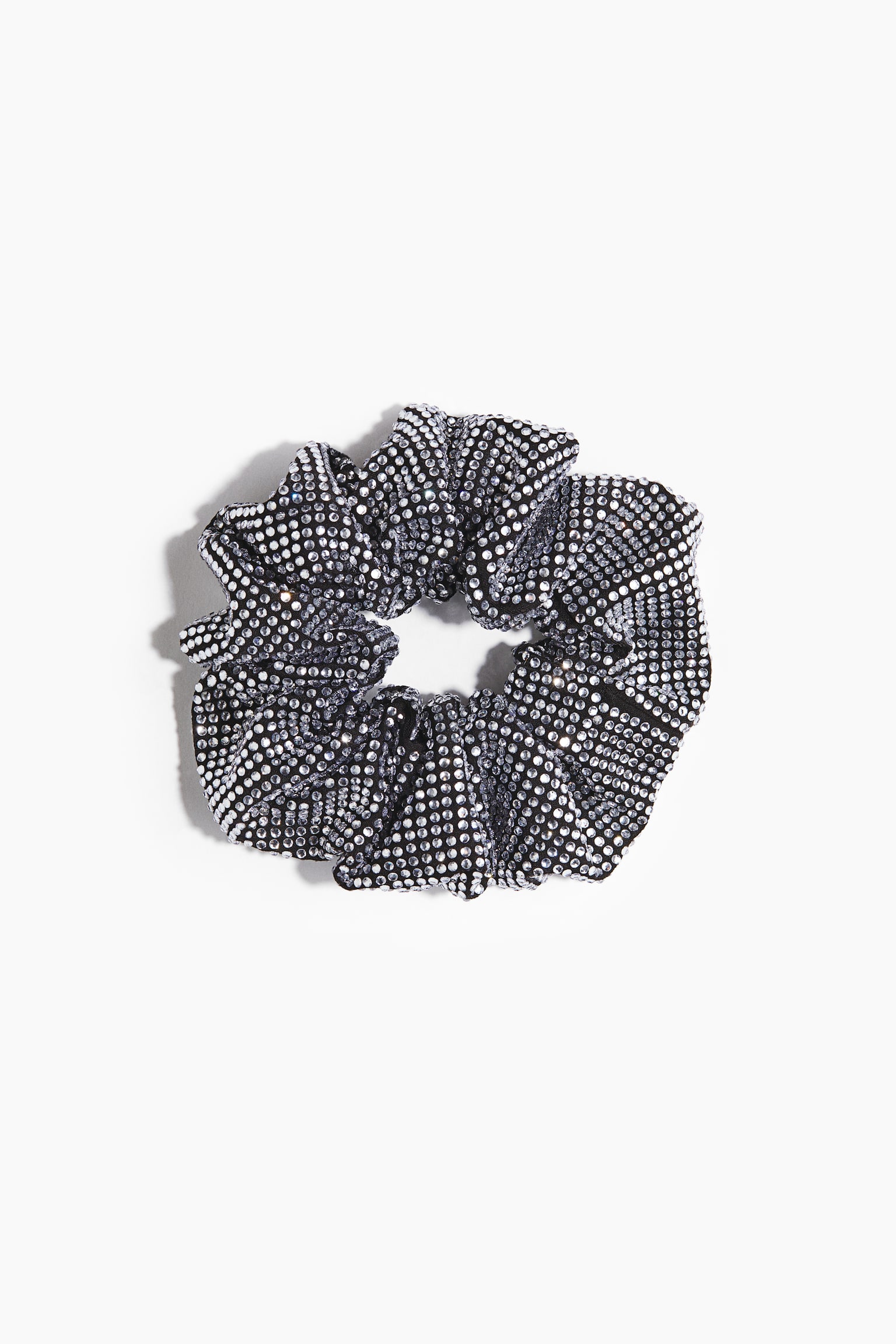 Rhinestone-embellished scrunchie - Black/Taupe - 1