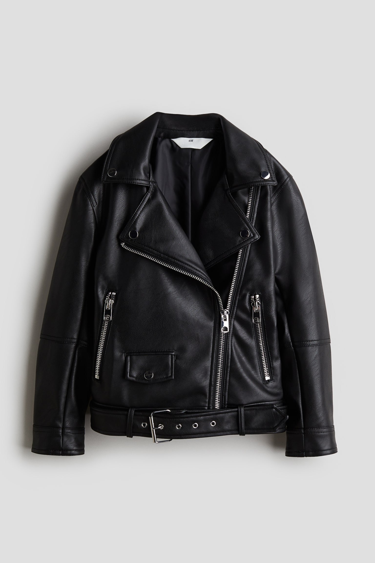 Oversized biker jacket - Black - 1