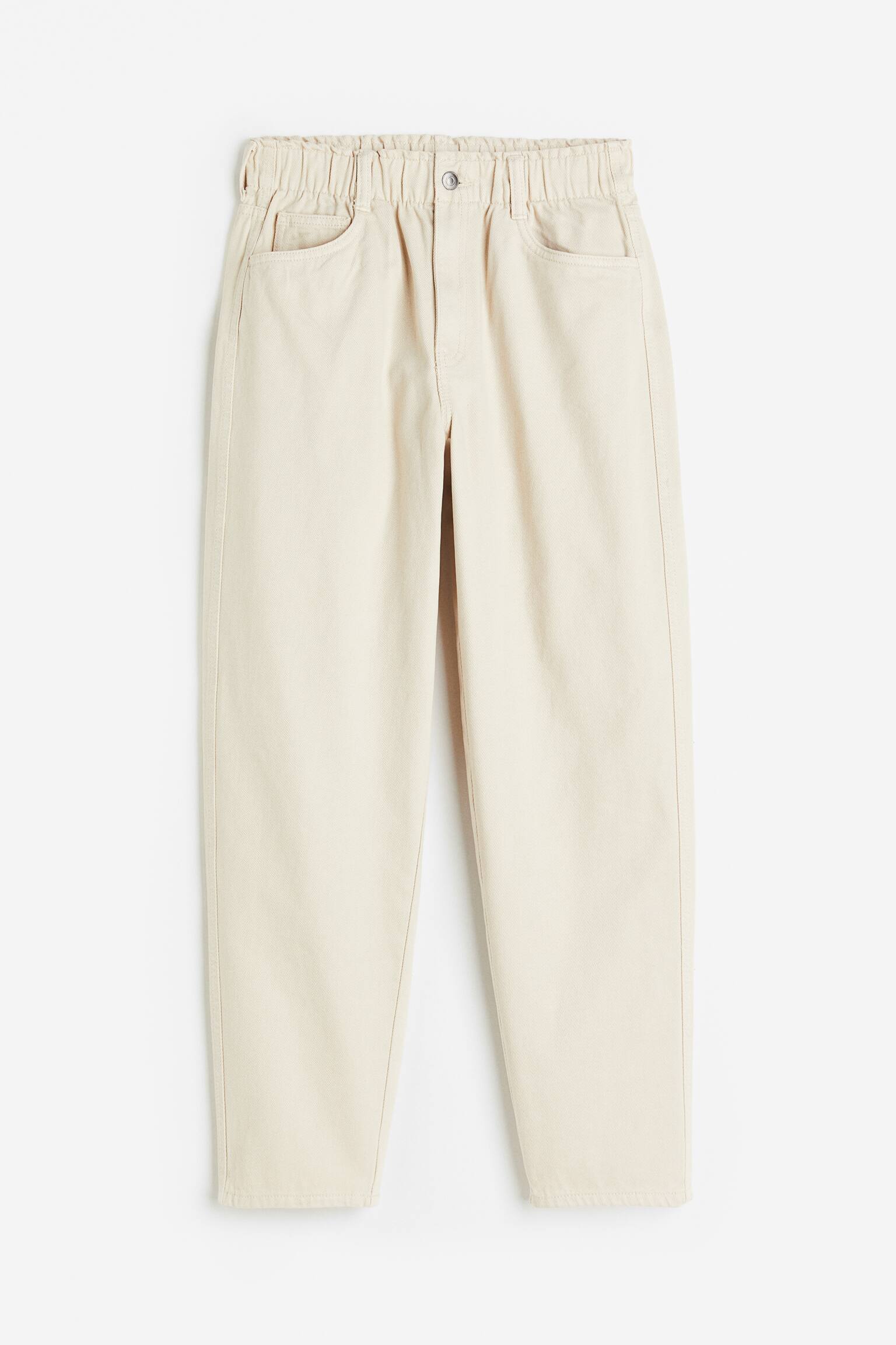 High Waist Twill Pants - Light beige