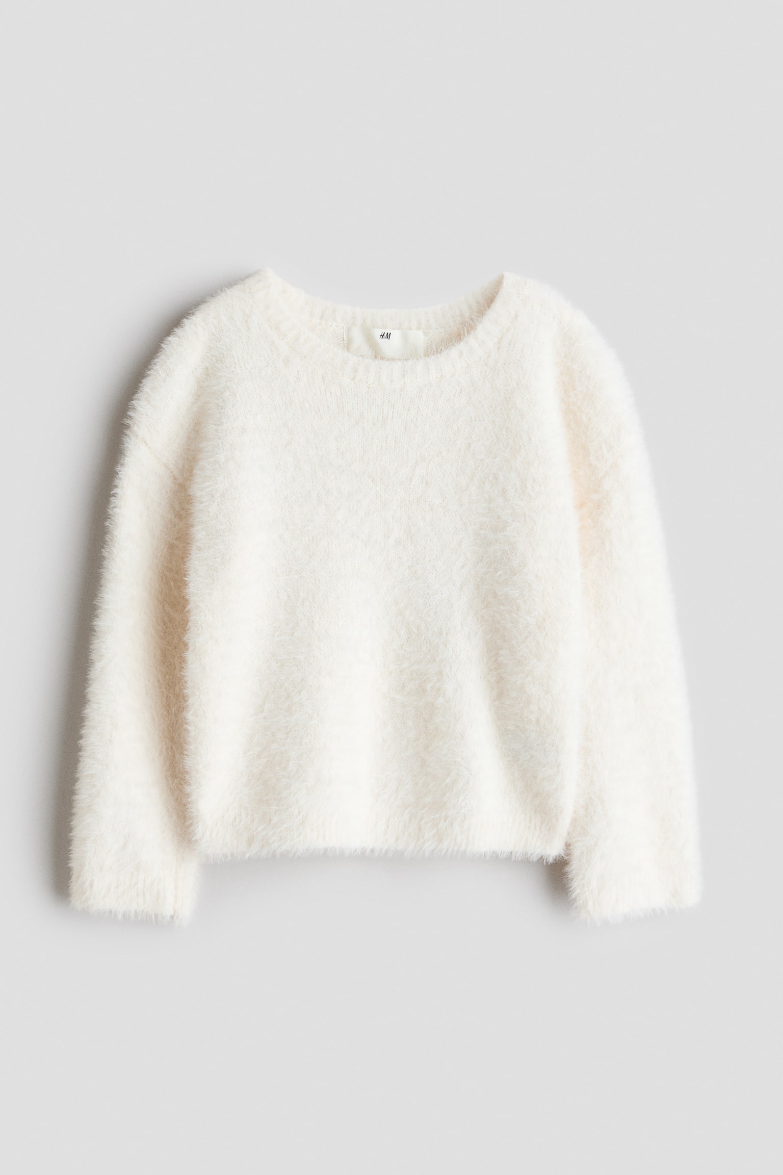 Fluffy-Knit Sweater - Ivory/Peach pink - 1