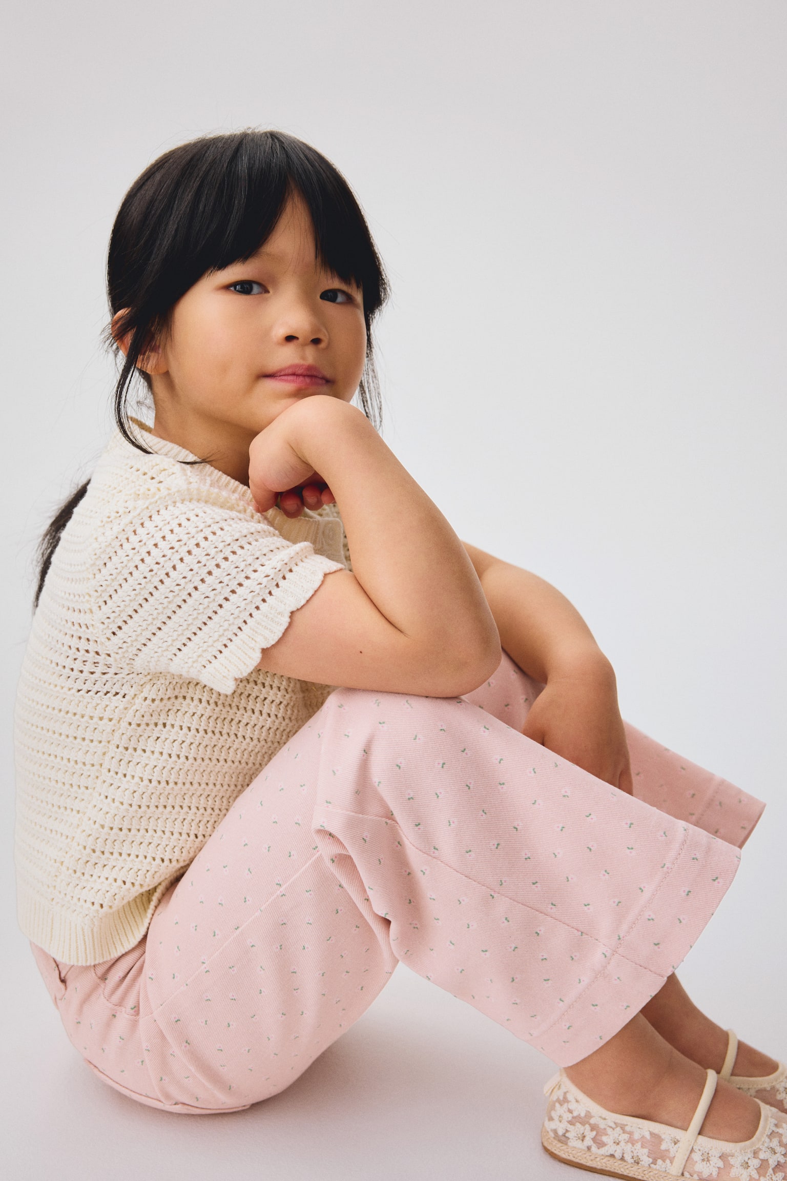 Pantalon évasé - Rose clair/fleuri/Rouge/Noir - 6